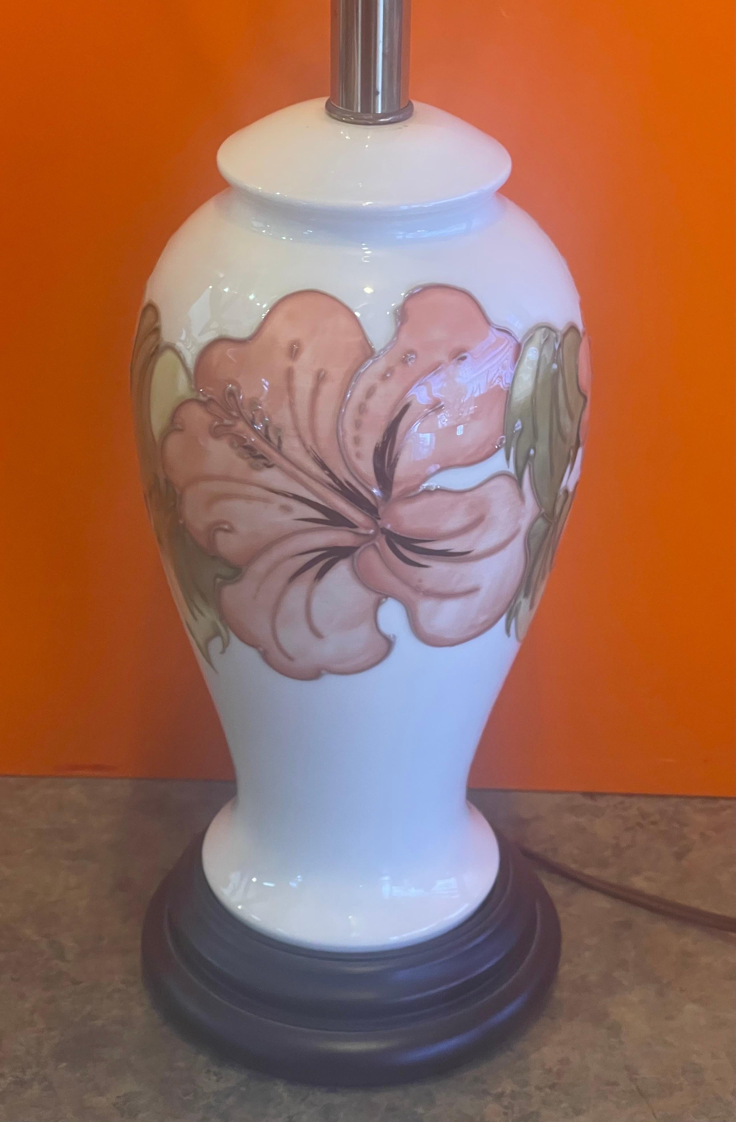 American Glazed Ceramic Studio Pottery Table Lamp on Walnut Base by Moorcroft For Sale