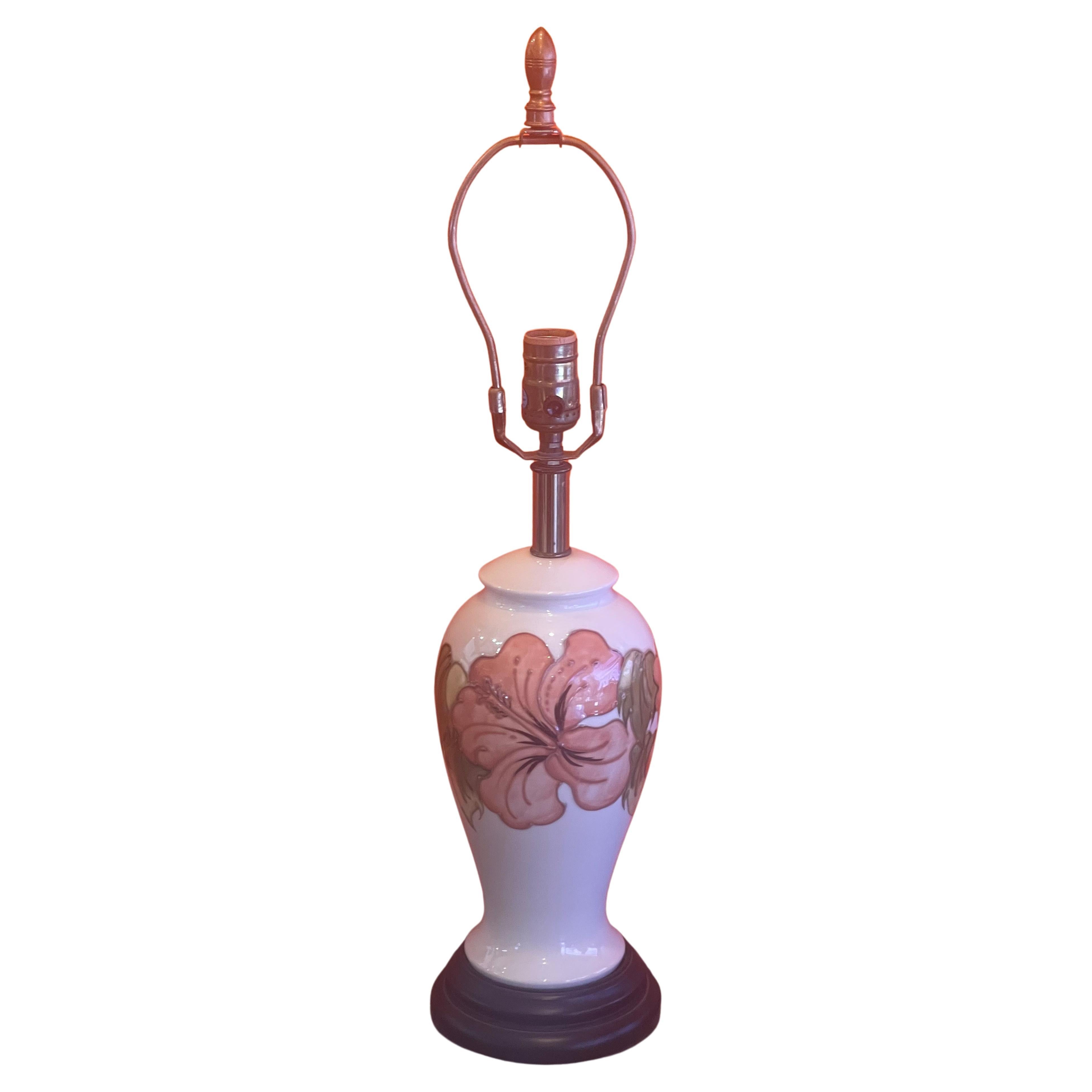 Glazed Ceramic Studio Pottery Table Lamp on Walnut Base by Moorcroft For Sale