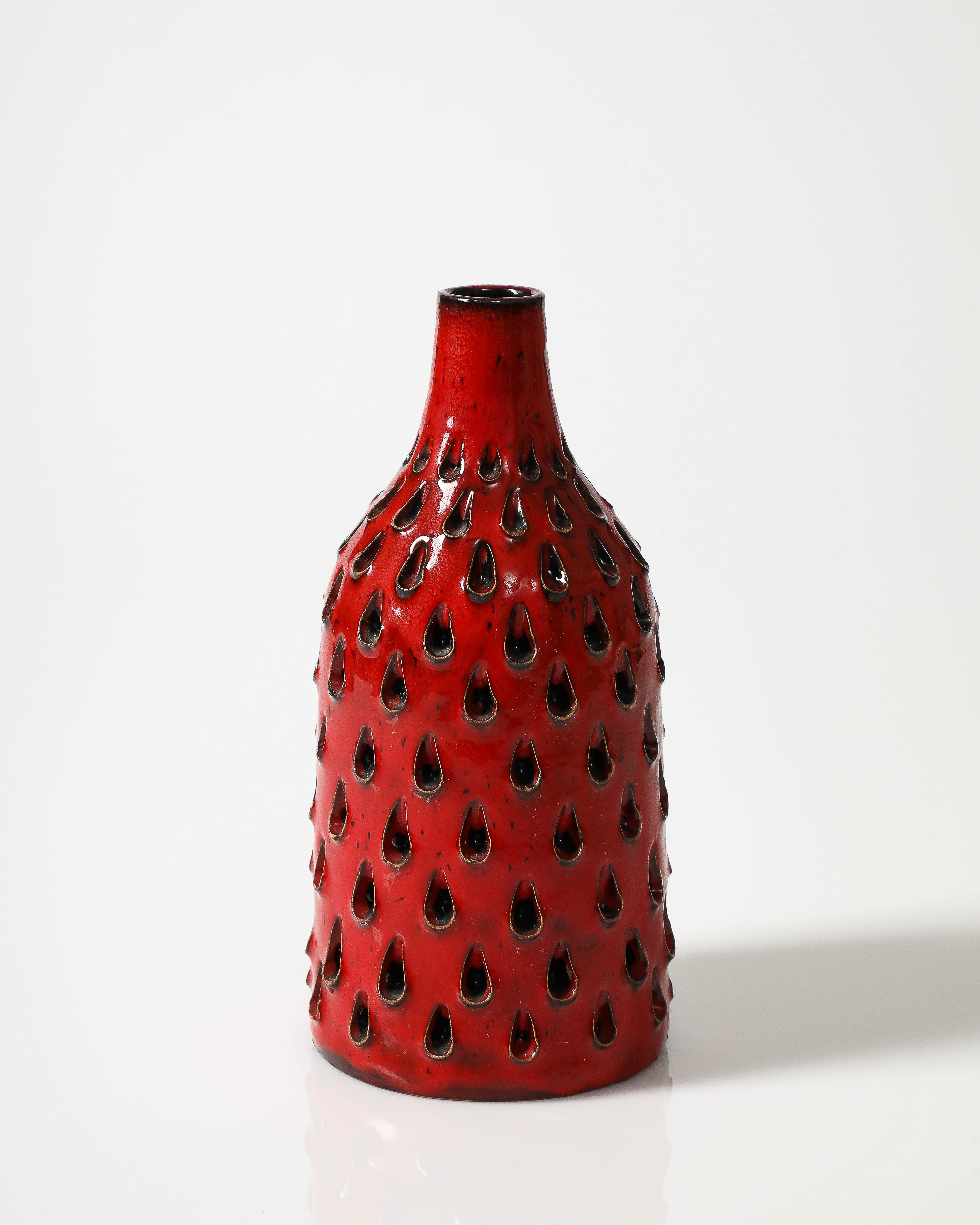 Mid-20th Century Glazed Ceramic Studio Vase by Fratelli Fanciulacci, Italy, c. 1960