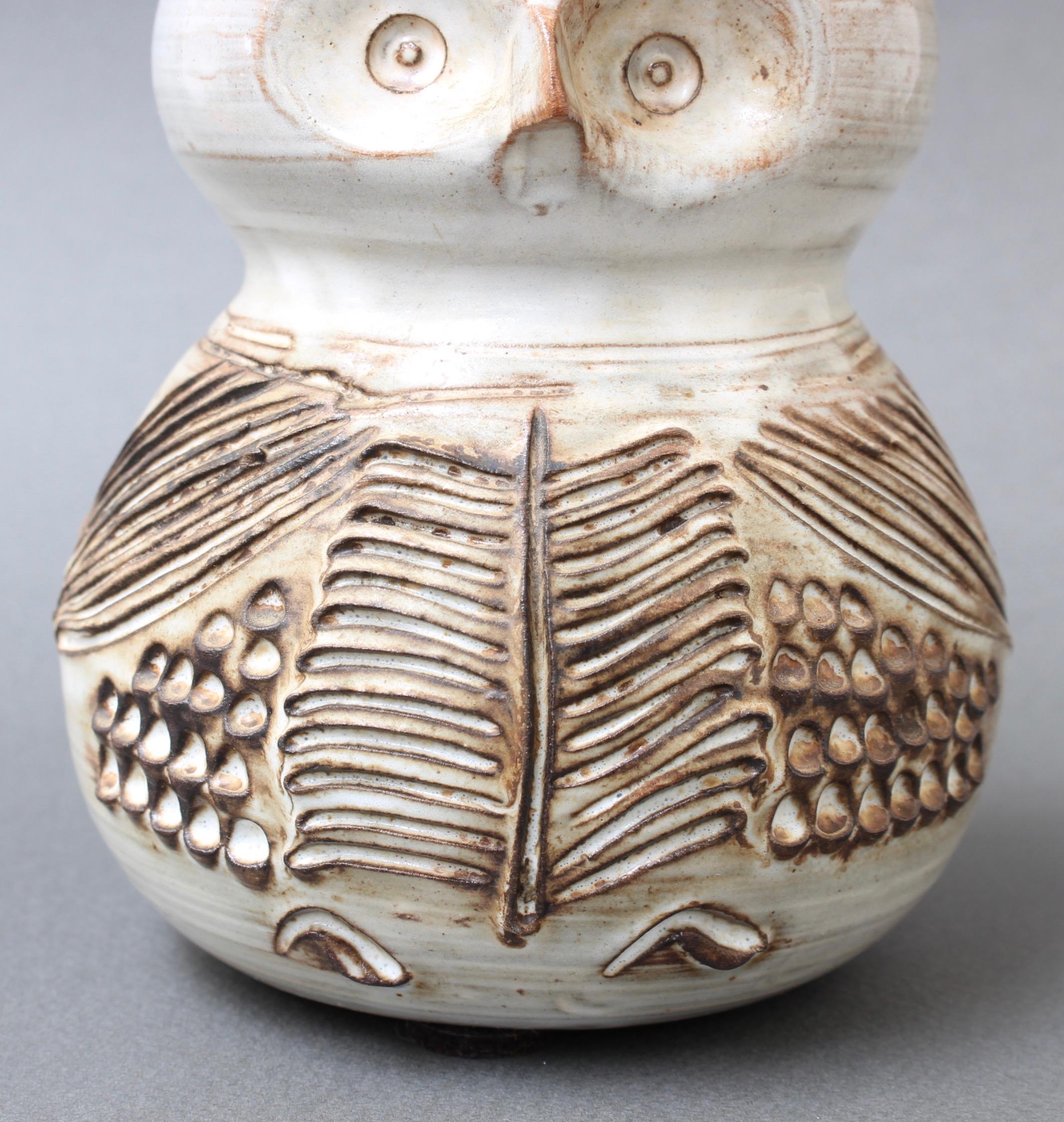 Glazed Ceramic Stylised Owl Vase by Jacques Pouchain, circa 1960s 4