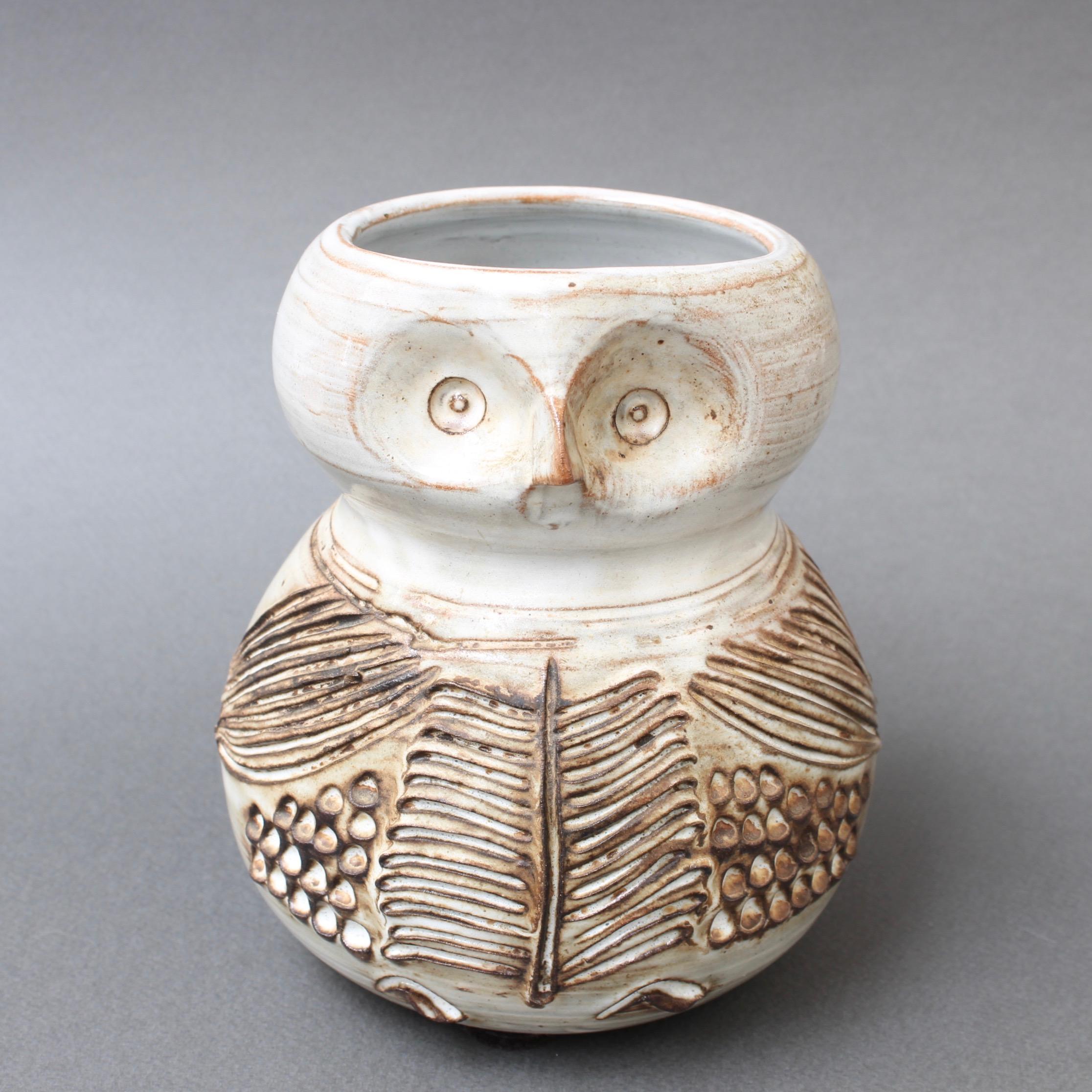 Glazed Ceramic Stylised Owl Vase by Jacques Pouchain, circa 1960s 5