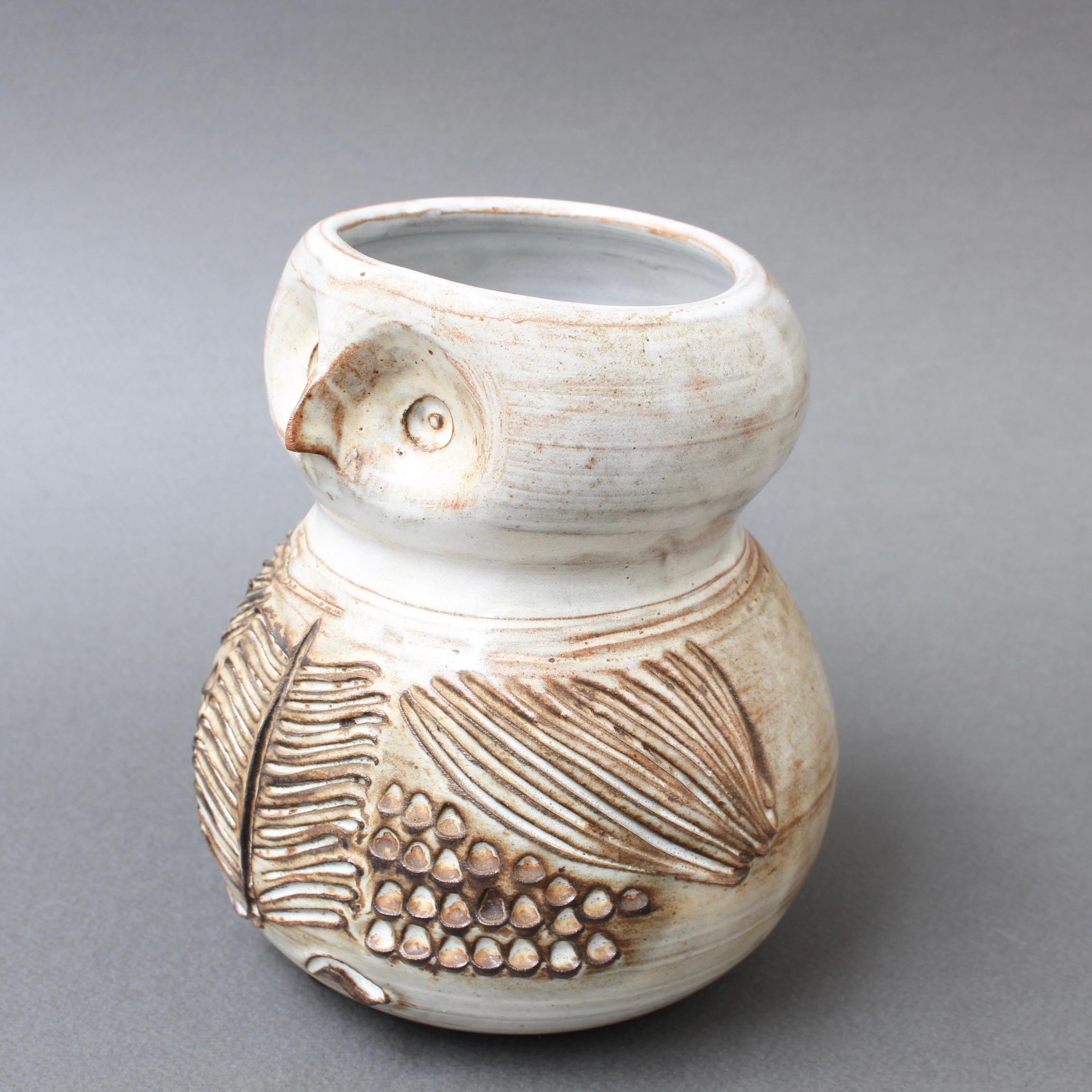 Glazed Ceramic Stylised Owl Vase by Jacques Pouchain, circa 1960s 6