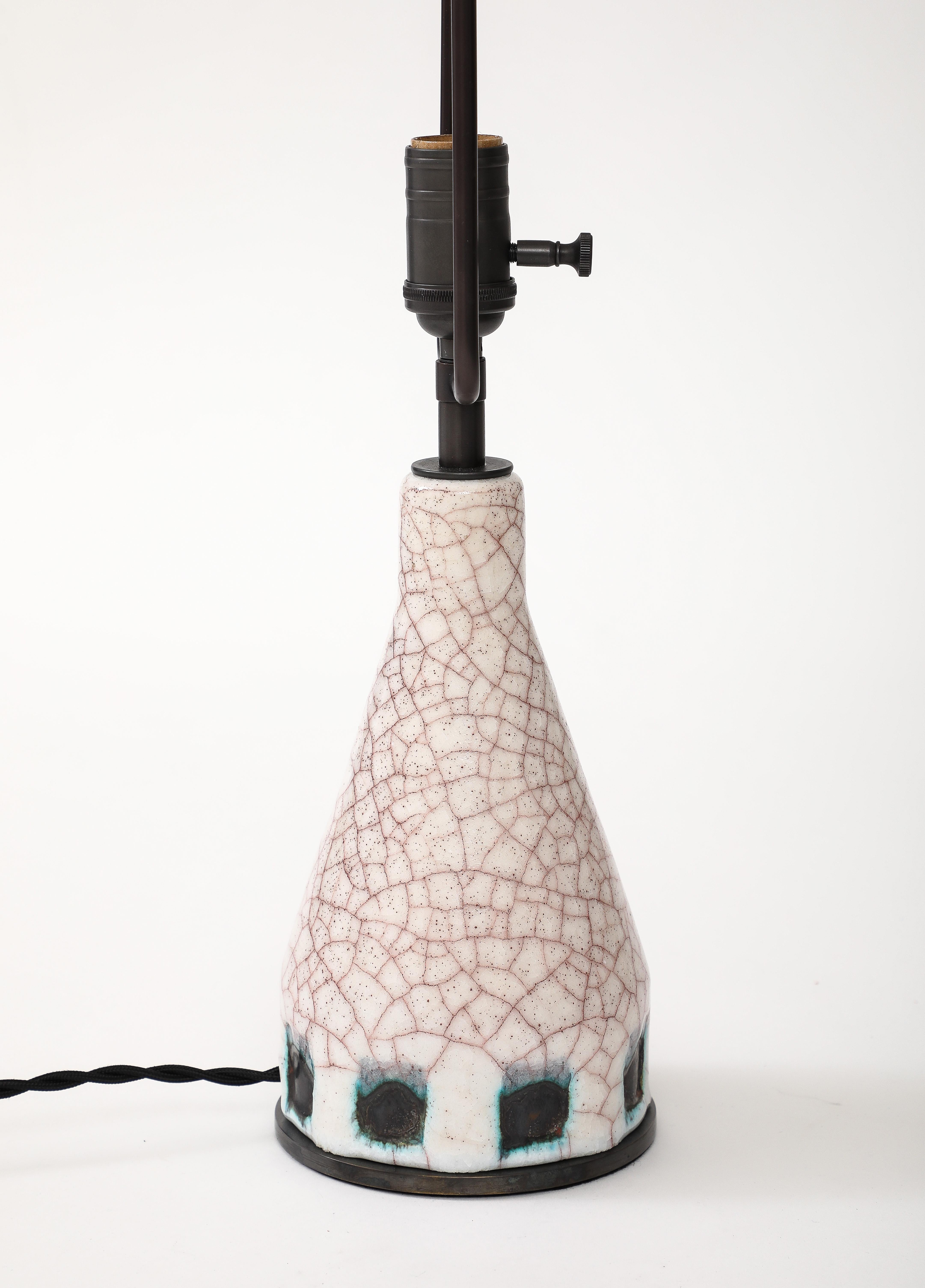 Tischlampe aus glasierter Keramik, Alice Colonieu zugeschrieben, Frankreich, um 1960 (Mitte des 20. Jahrhunderts) im Angebot
