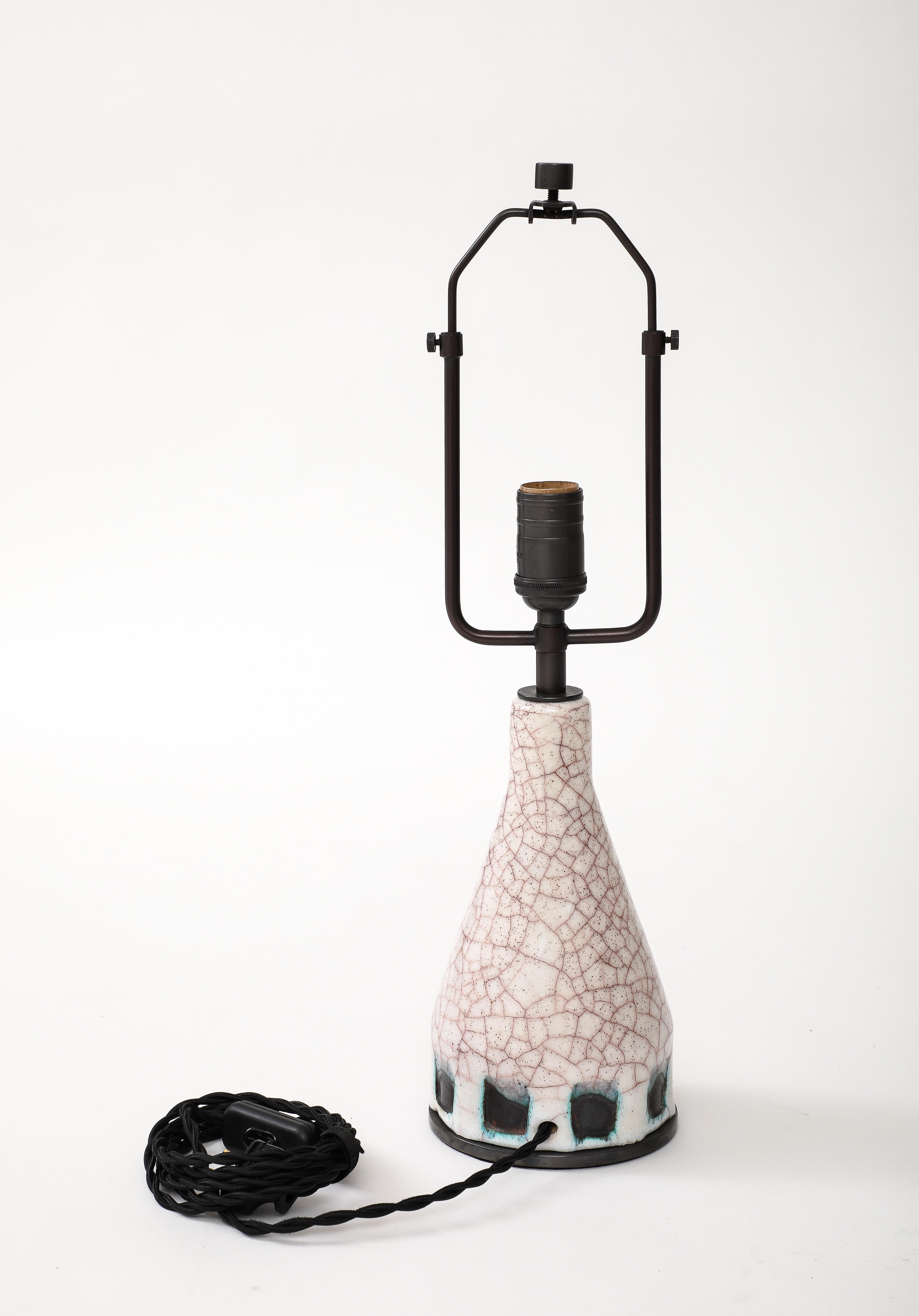 Tischlampe aus glasierter Keramik, Alice Colonieu zugeschrieben, Frankreich, um 1960 im Angebot 1