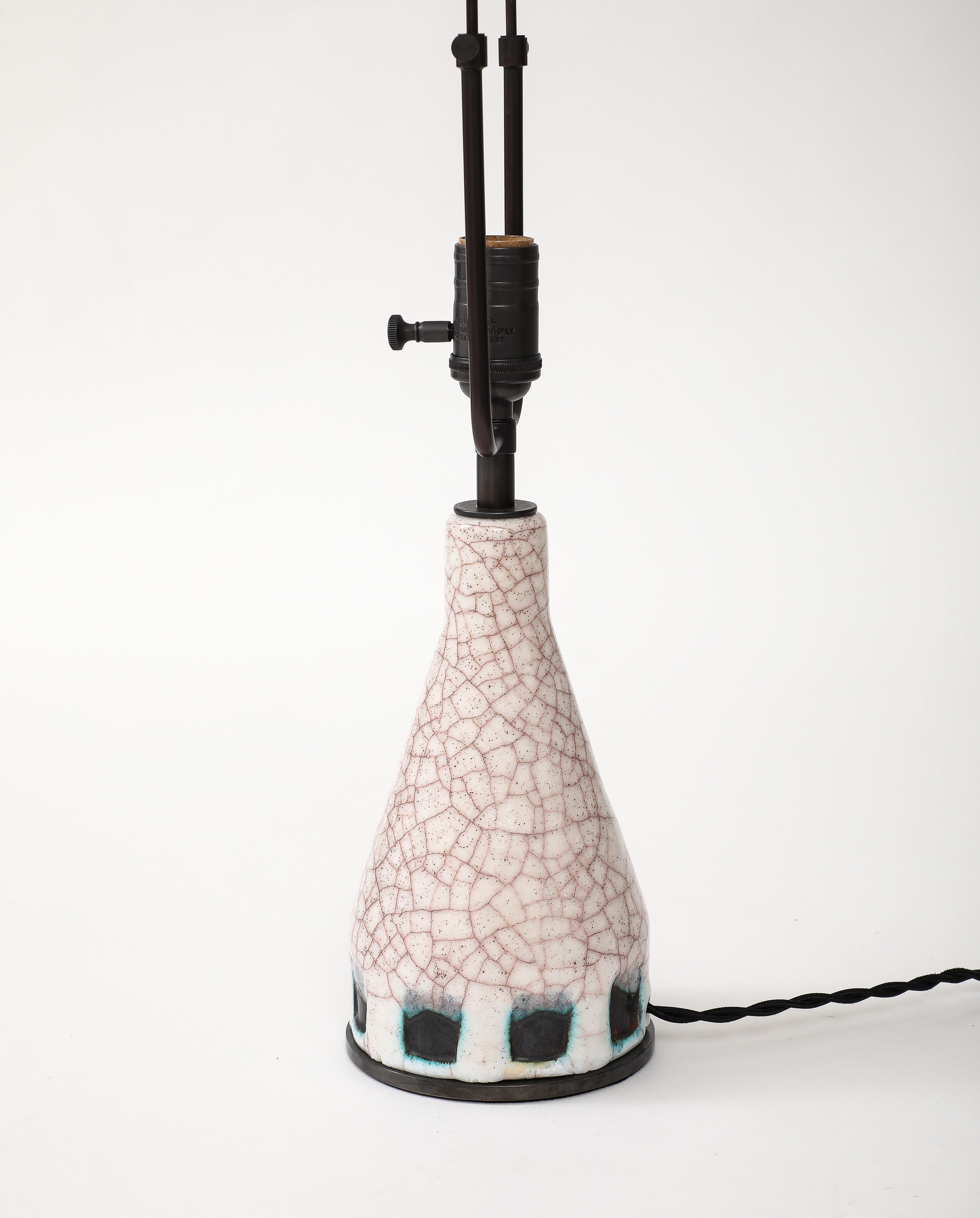 Glazed Ceramic Table Lamp Attributed to Alice Colonieu, France, c. 1960 For Sale 3