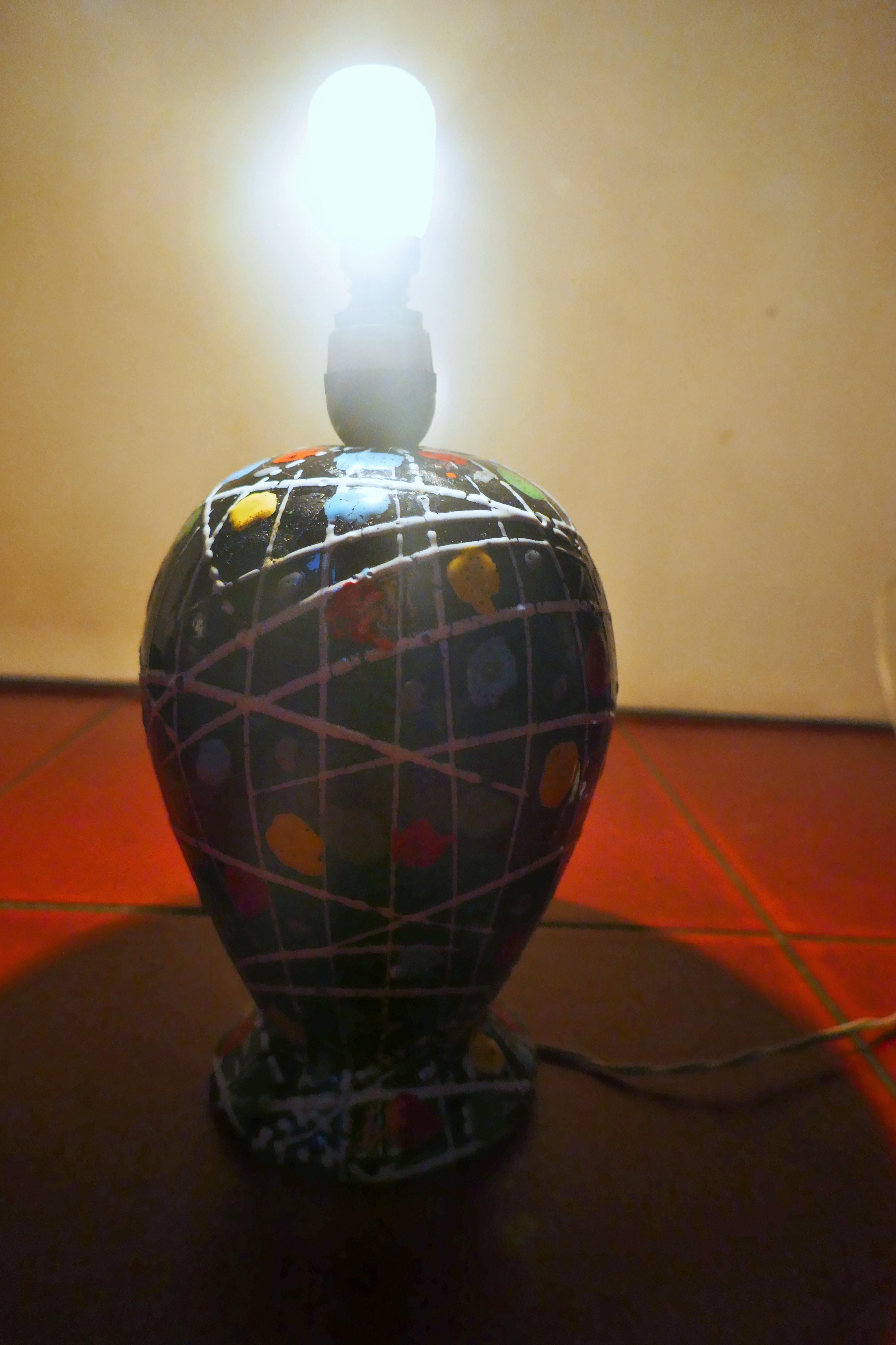 Glazed ceramic table lamp attributed to the Fanciullacci Brothers in vendita 4