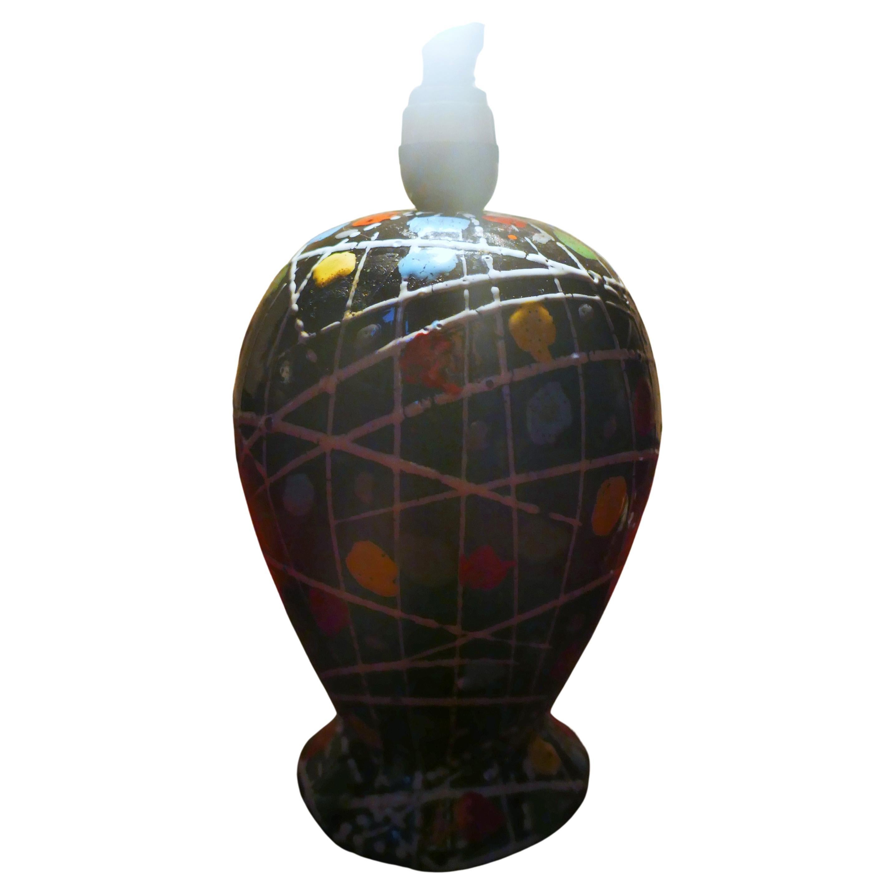 Mid-20th Century Glazed ceramic table lamp attributed to the Fanciullacci Brothers in vendita