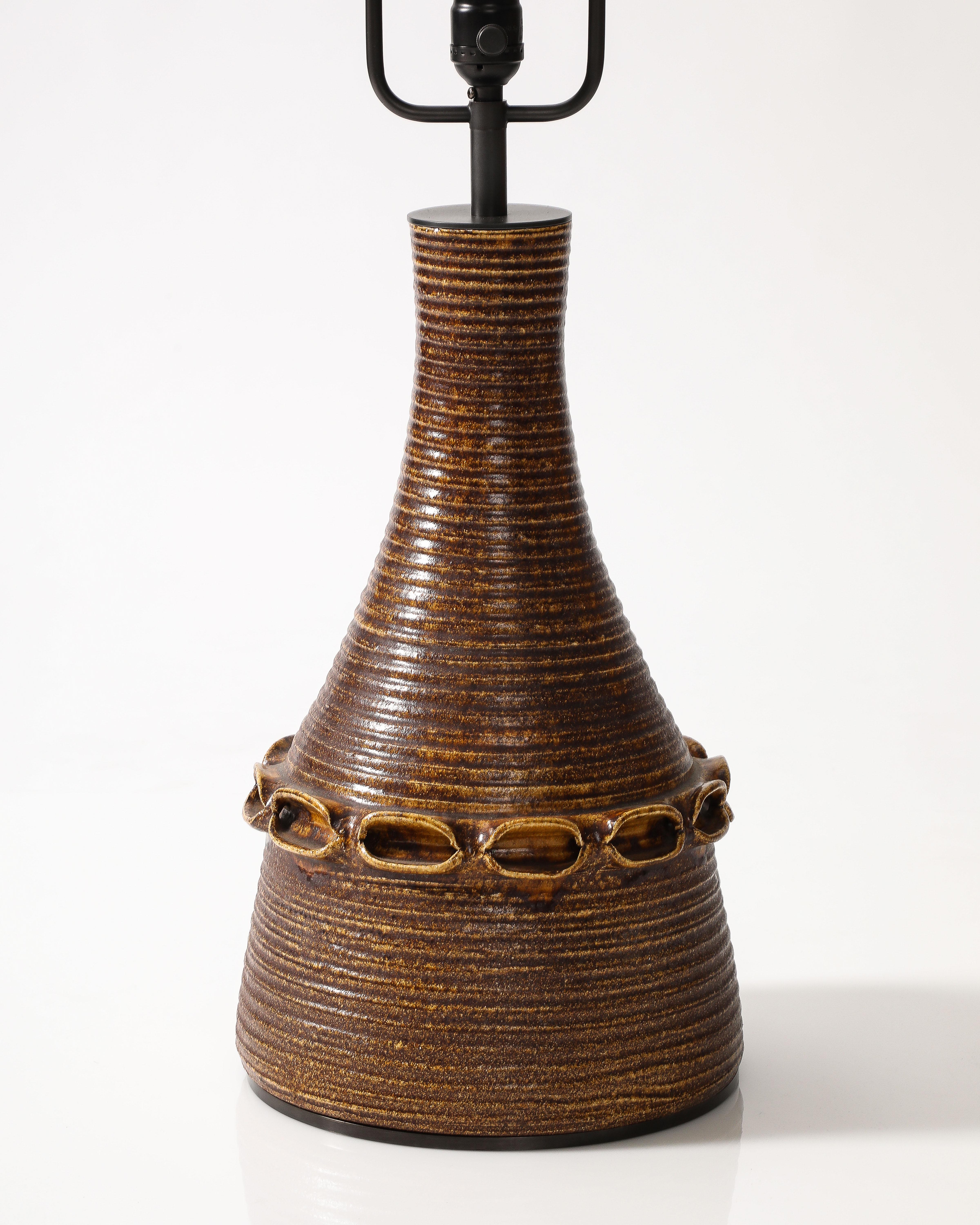 Lámpara de mesa de cerámica esmaltada de Accolay, Francia, c. 1960 en venta 4