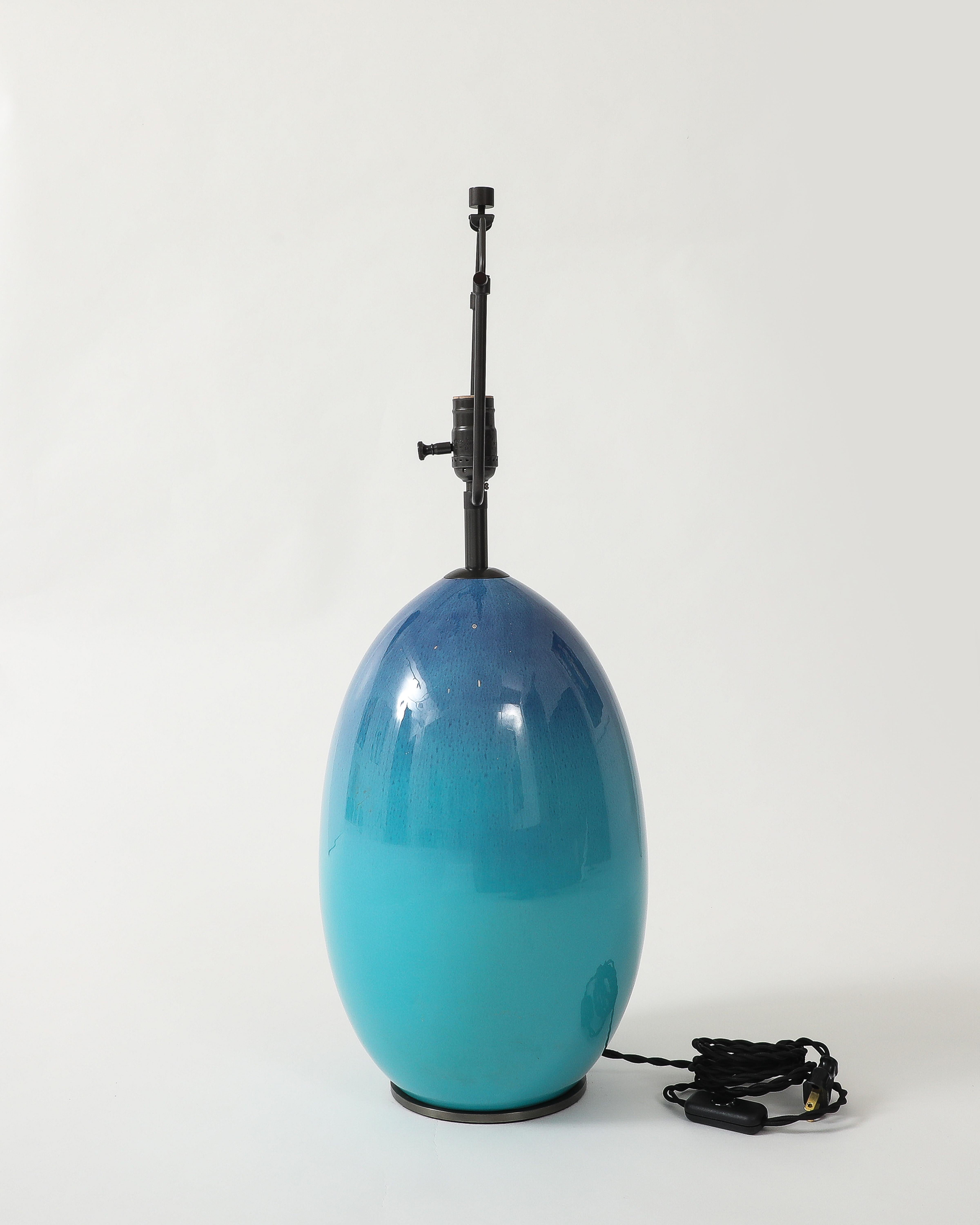 French Glazed Ceramic Table Lamp by Gabriel Musarra, France, c. 1950