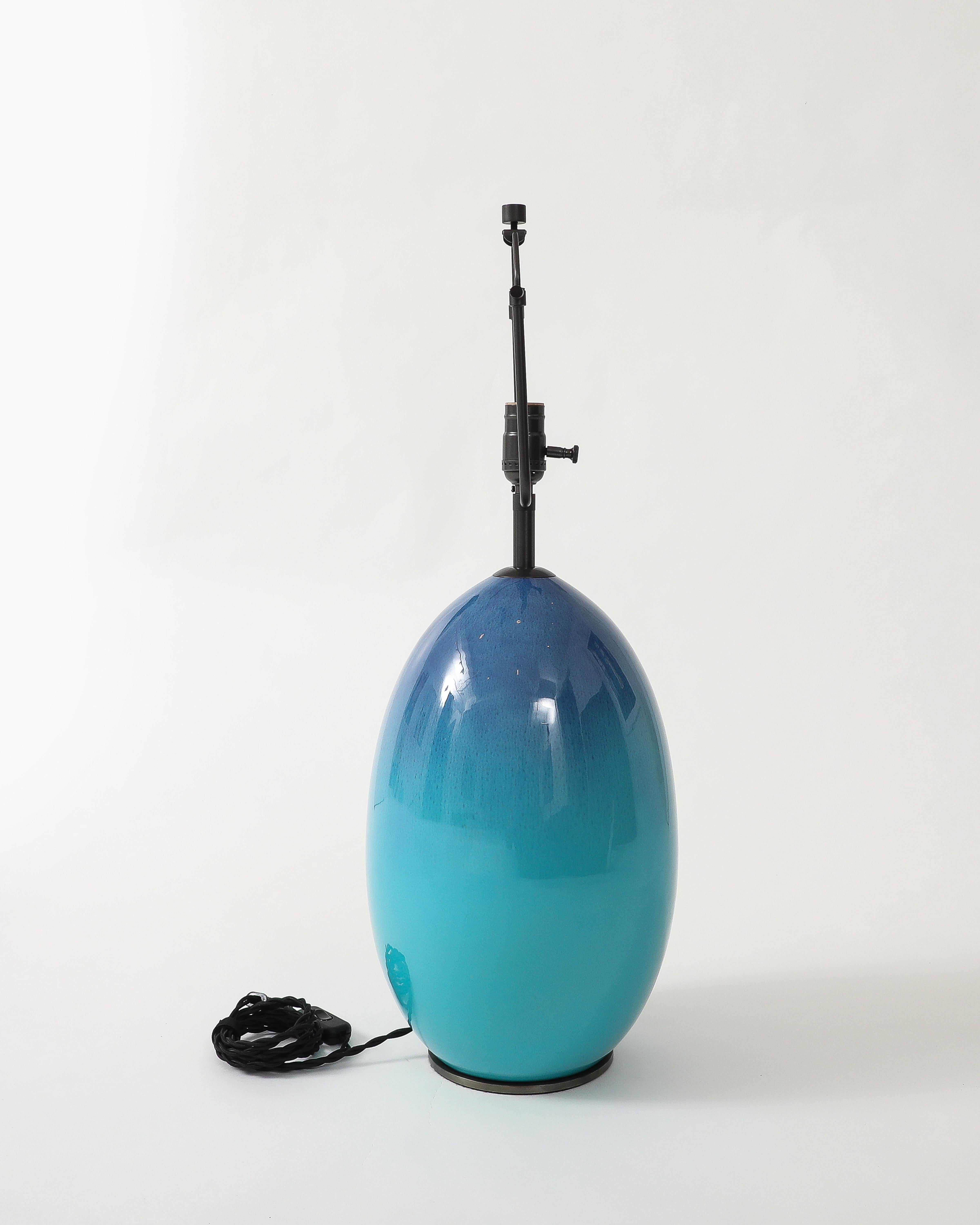 Mid-20th Century Glazed Ceramic Table Lamp by Gabriel Musarra, France, c. 1950