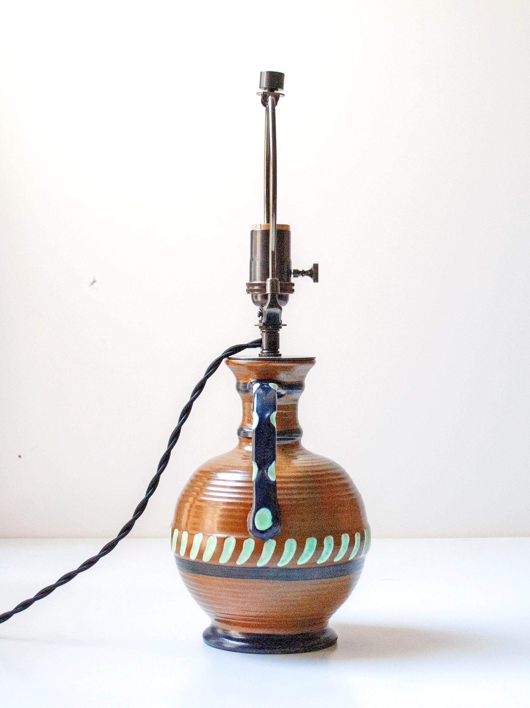 Lampada da tavolo in ceramica smaltata di Harald Östergren, Upsala Ekeby, Svezia, 1940 in vendita 3