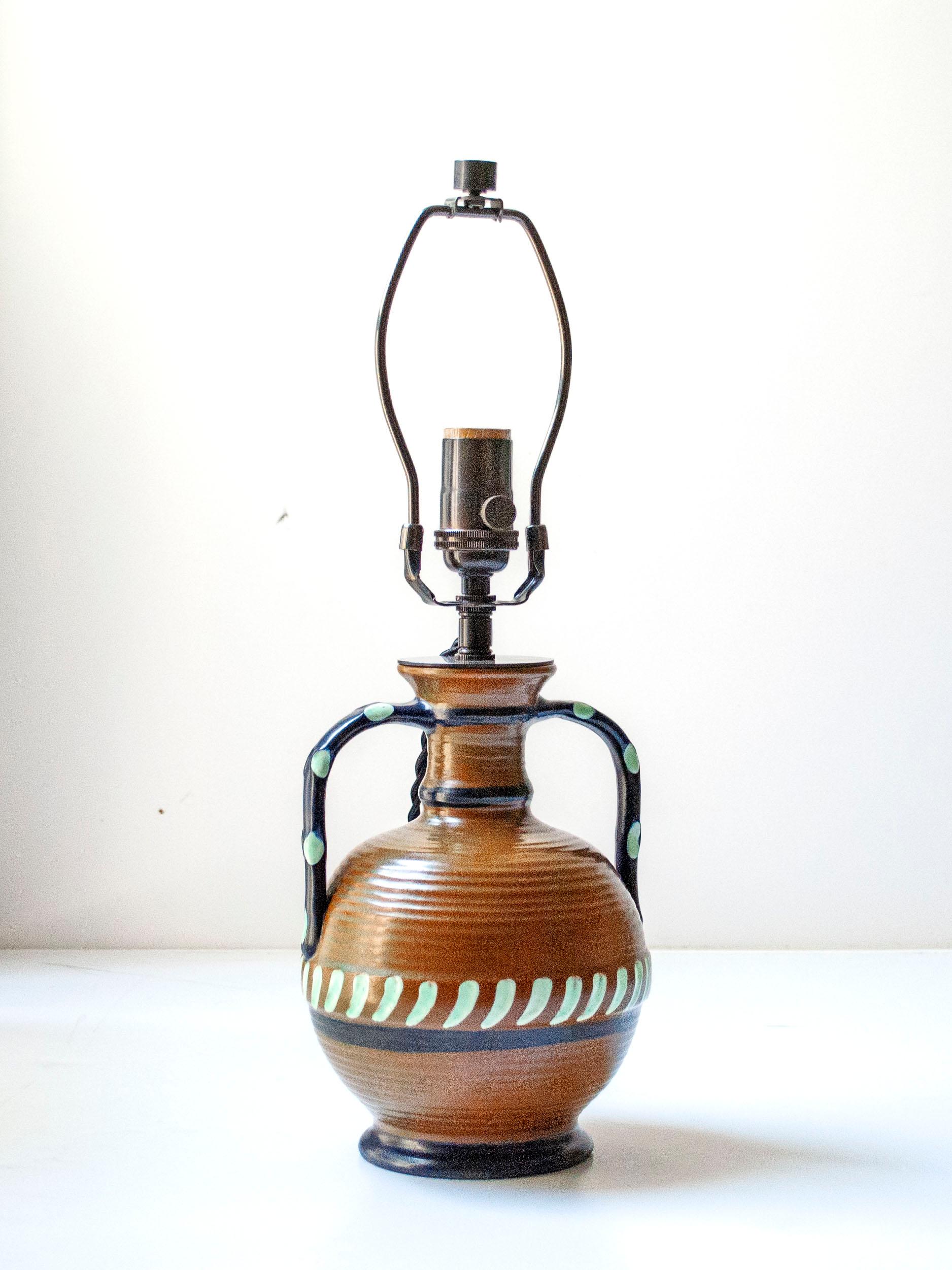 Lampada da tavolo in ceramica smaltata di Harald Östergren, Upsala Ekeby, Svezia, 1940 in vendita 4