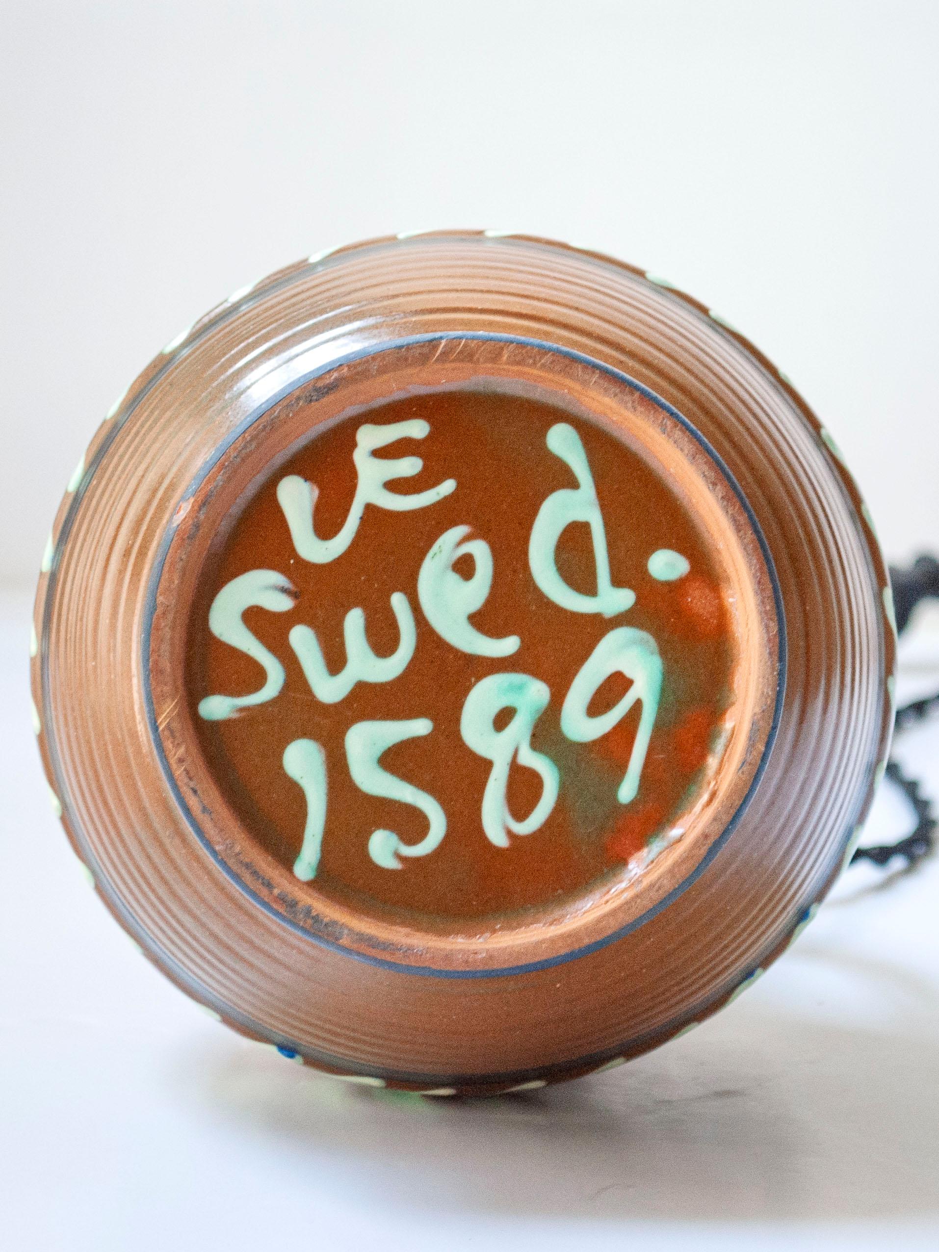 Lampada da tavolo in ceramica smaltata di Harald Östergren, Upsala Ekeby, Svezia, 1940 in vendita 5