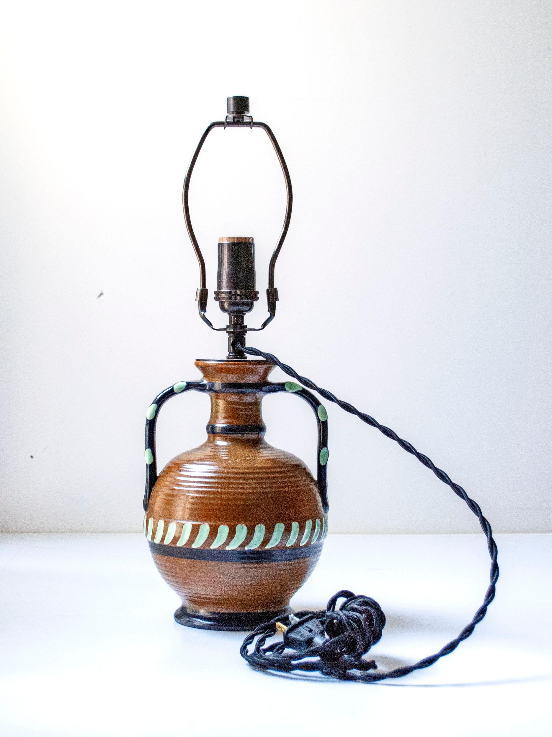 Lampada da tavolo in ceramica smaltata di Harald Östergren, Upsala Ekeby, Svezia, 1940 in vendita 1