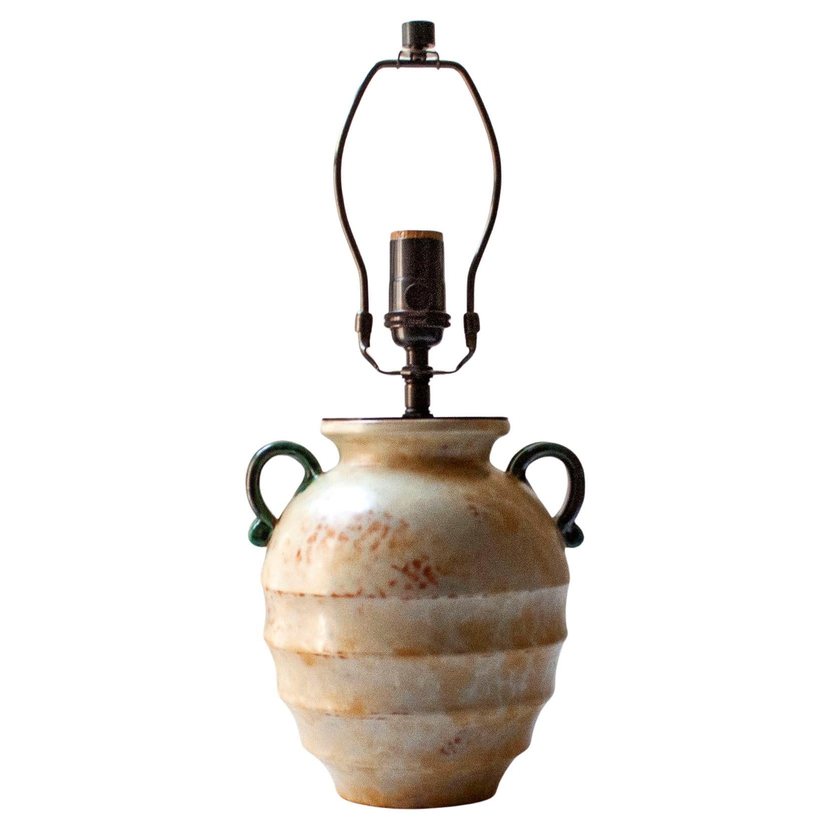 Lampada da tavolo in ceramica smaltata di Harald Östergren, Upsala Ekeby, Svezia, 1940