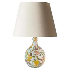 Glazed Ceramic Table Lamp by Jean Jacque Laurent White Grenn yellow Colors