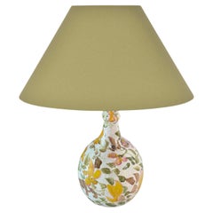 Glazed Ceramic Table Lamp by Jean Jacque Laurent White Grenn yellow Colors 