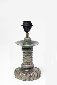 Glazed ceramic table lamp by Jean Maubrou, circa 1940-1950