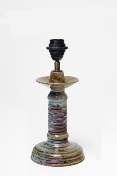 Glazed ceramic table lamp by Jean Maubrou, circa 1940-1950