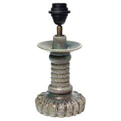 Glazed ceramic table lamp by Jean Maubrou, circa 1940-1950