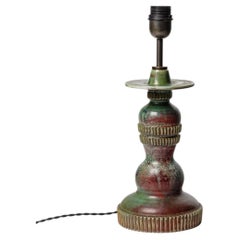 Lampada da tavolo in ceramica smaltata di Jean Maubrou, 1940 circa.