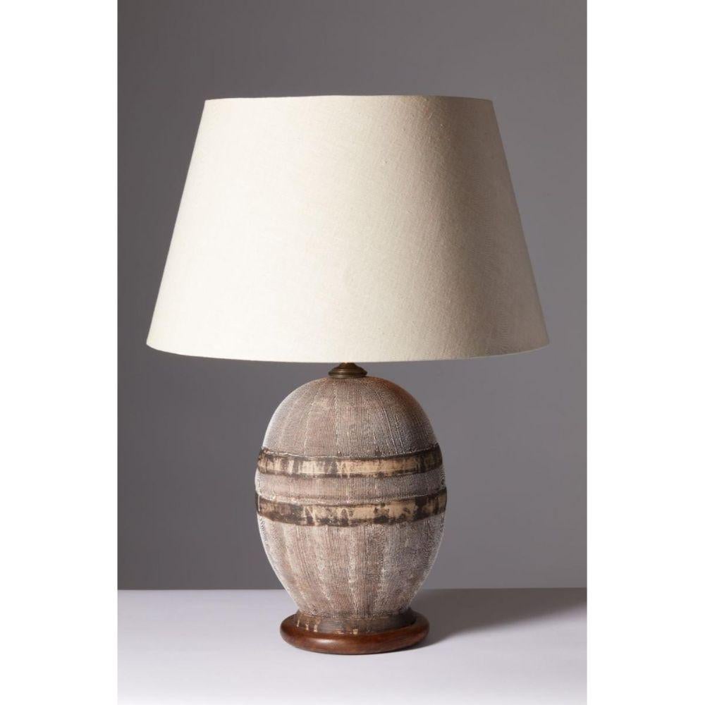 French Glazed Ceramic Table Lamp by Keramos, c. 1940 For Sale