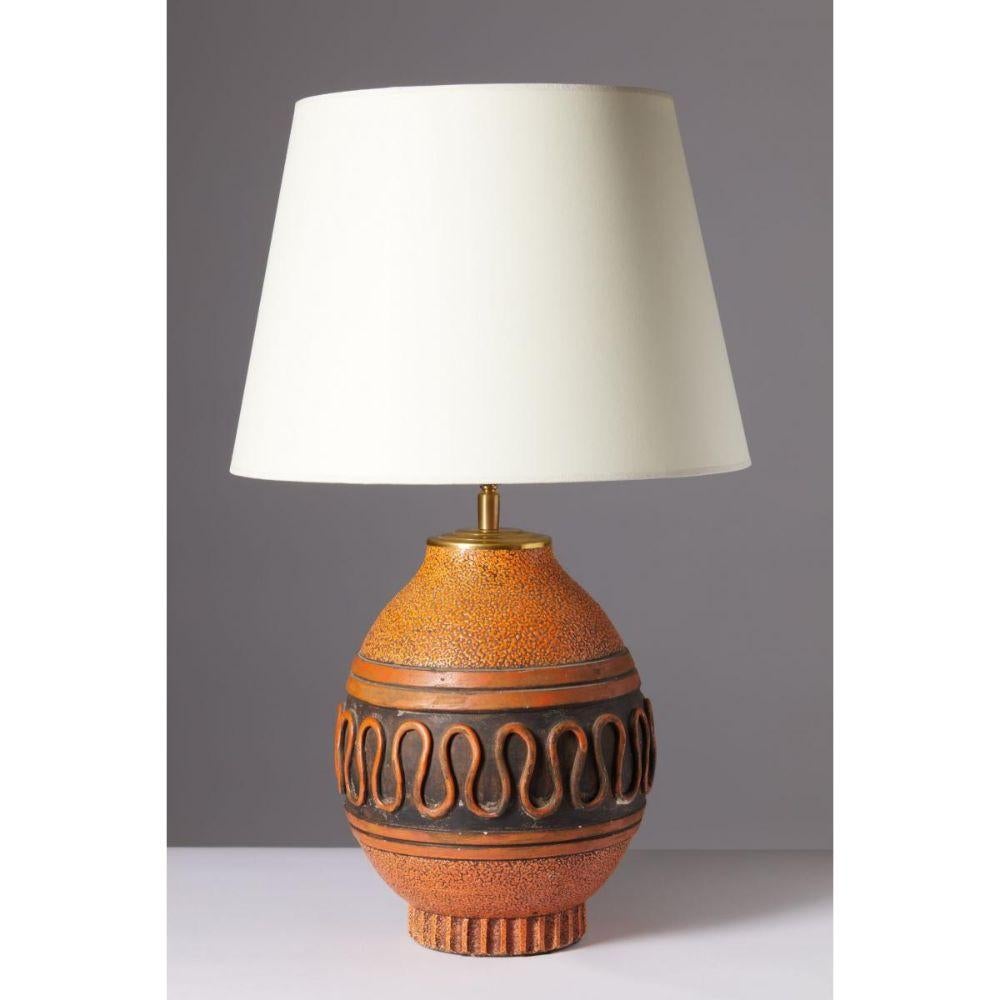 French Glazed Ceramic Table Lamp by Keramos, France, c. 1950 For Sale
