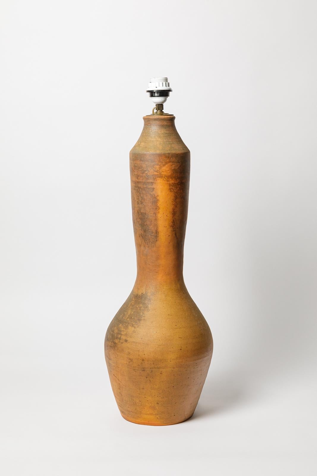 French Glazed ceramic table lamp by La Borne, circa 1940. For Sale