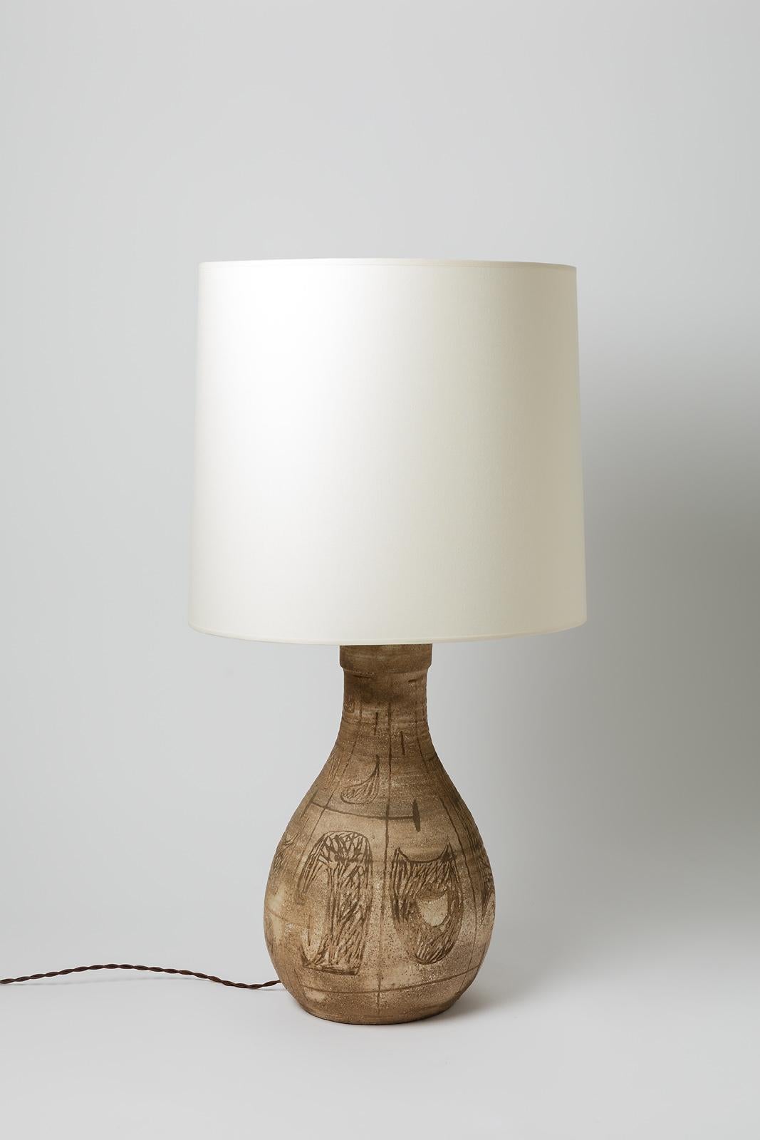 Ceramic Glazed ceramic table lamp by Les potiers d’Accolay, circa 1960-1970 For Sale