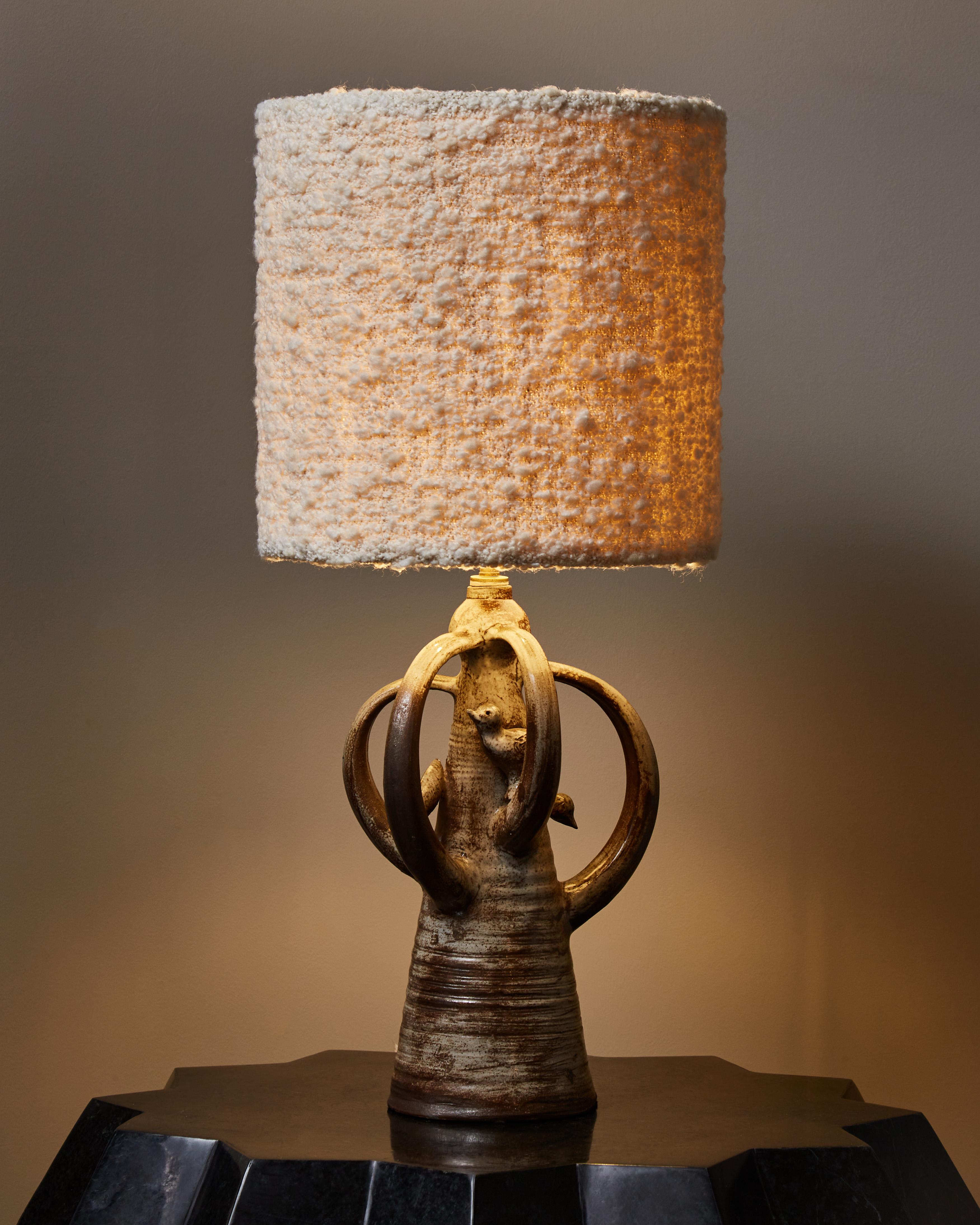 Mid-Century Modern Glazed Ceramic Table Lamp by Pierlot