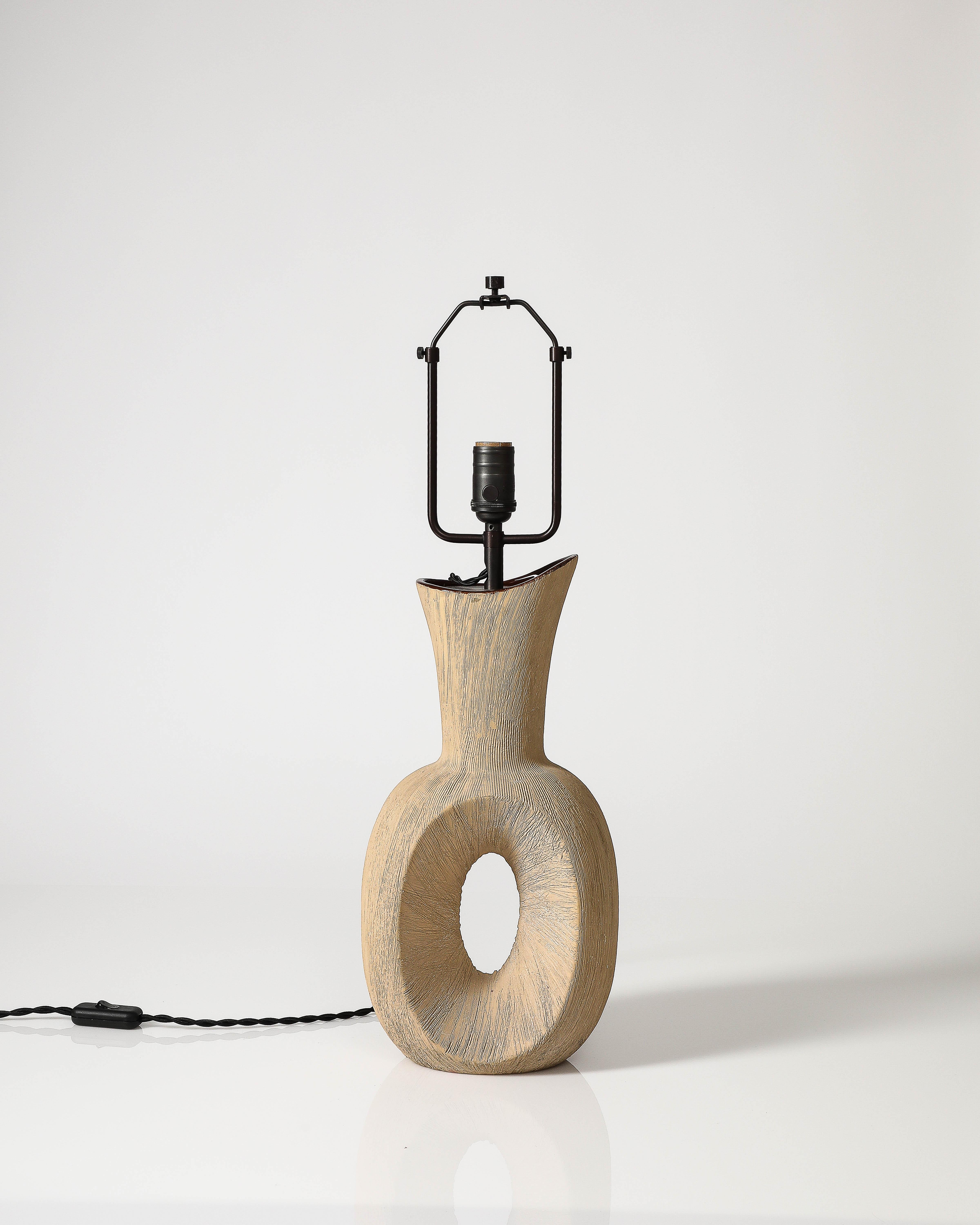 Glazed Ceramic Table Lamp In Excellent Condition In New York City, NY