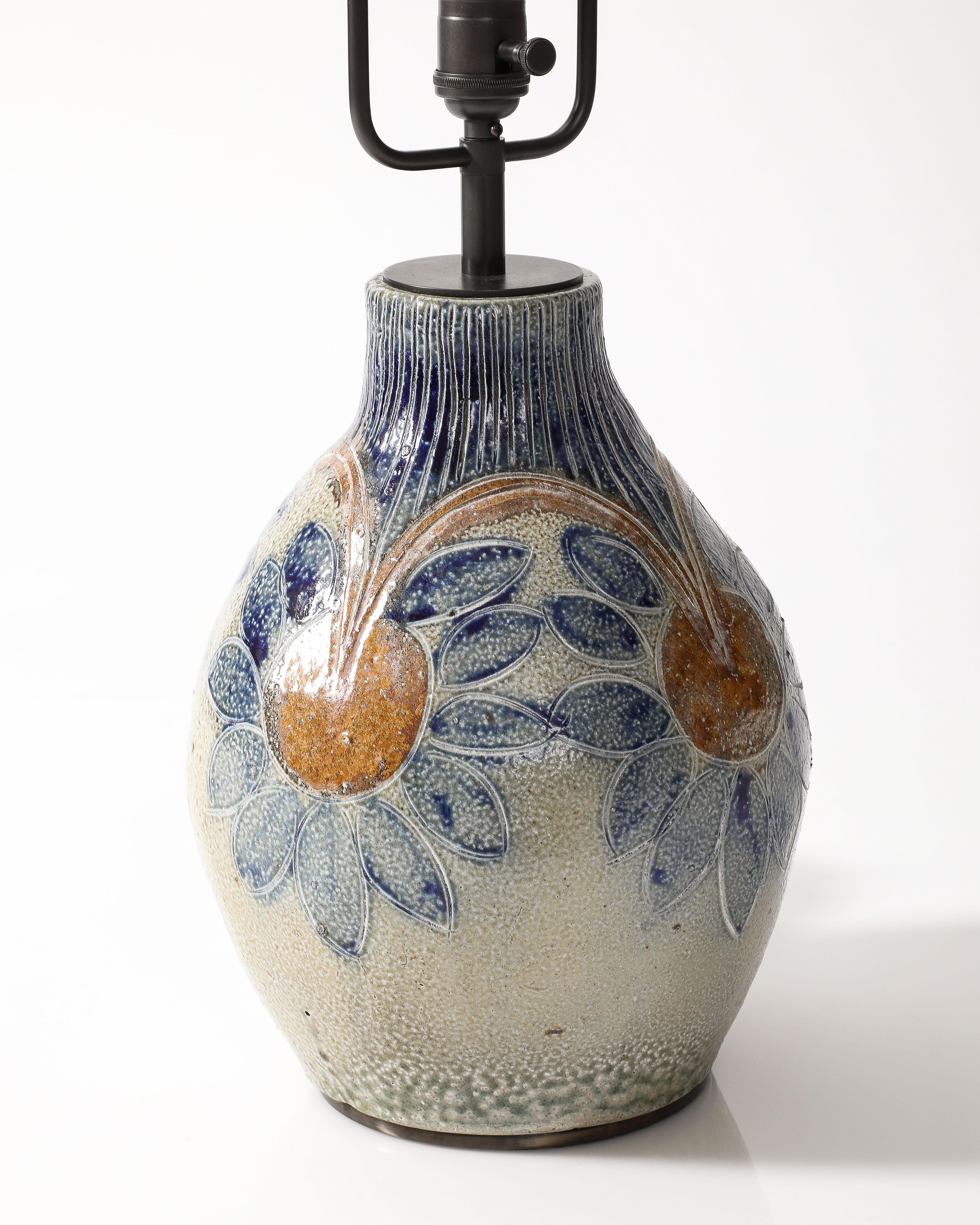 Glazed Ceramic Table Lamp, France, c. 1950 5