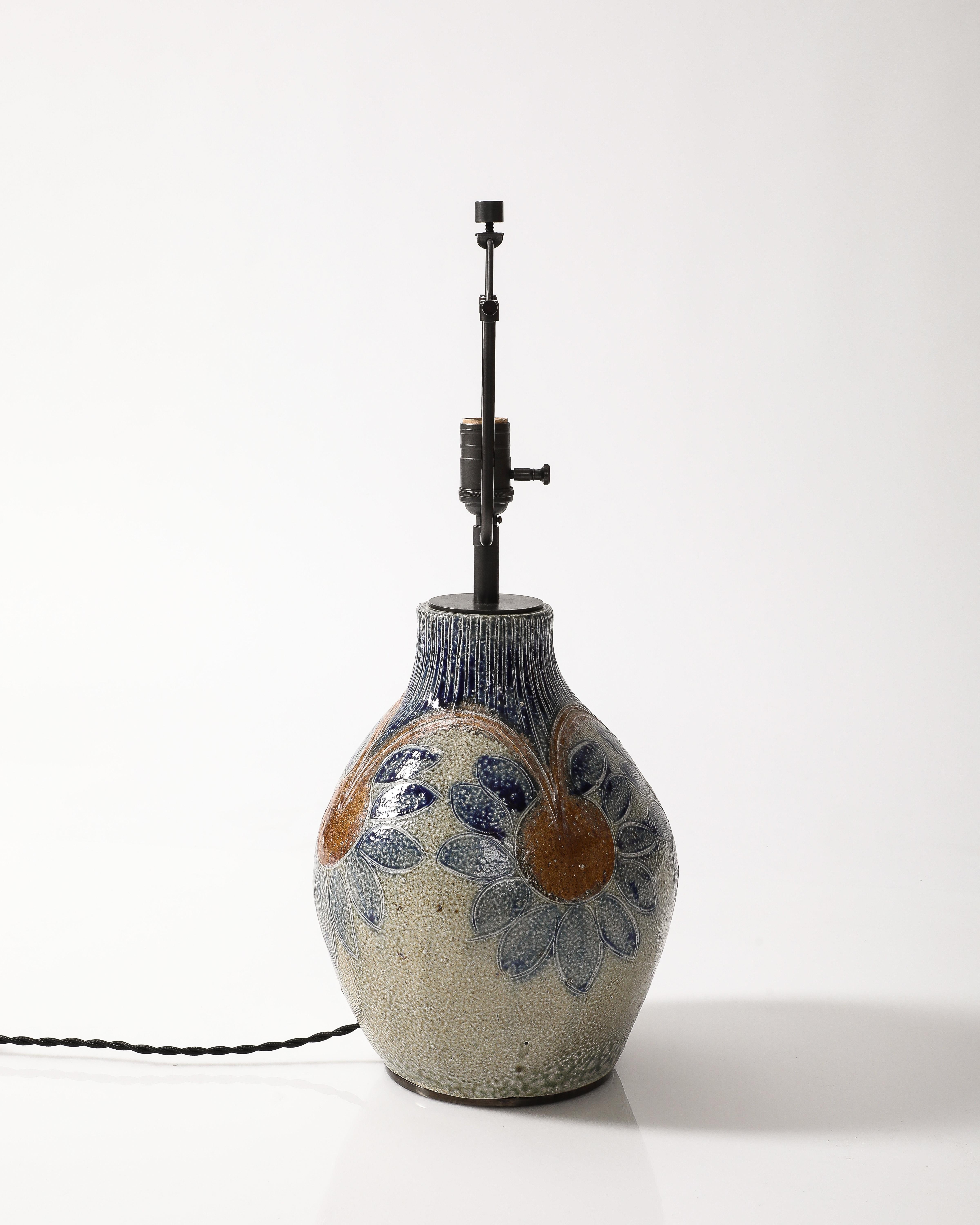 Glazed Ceramic Table Lamp, France, c. 1950 6