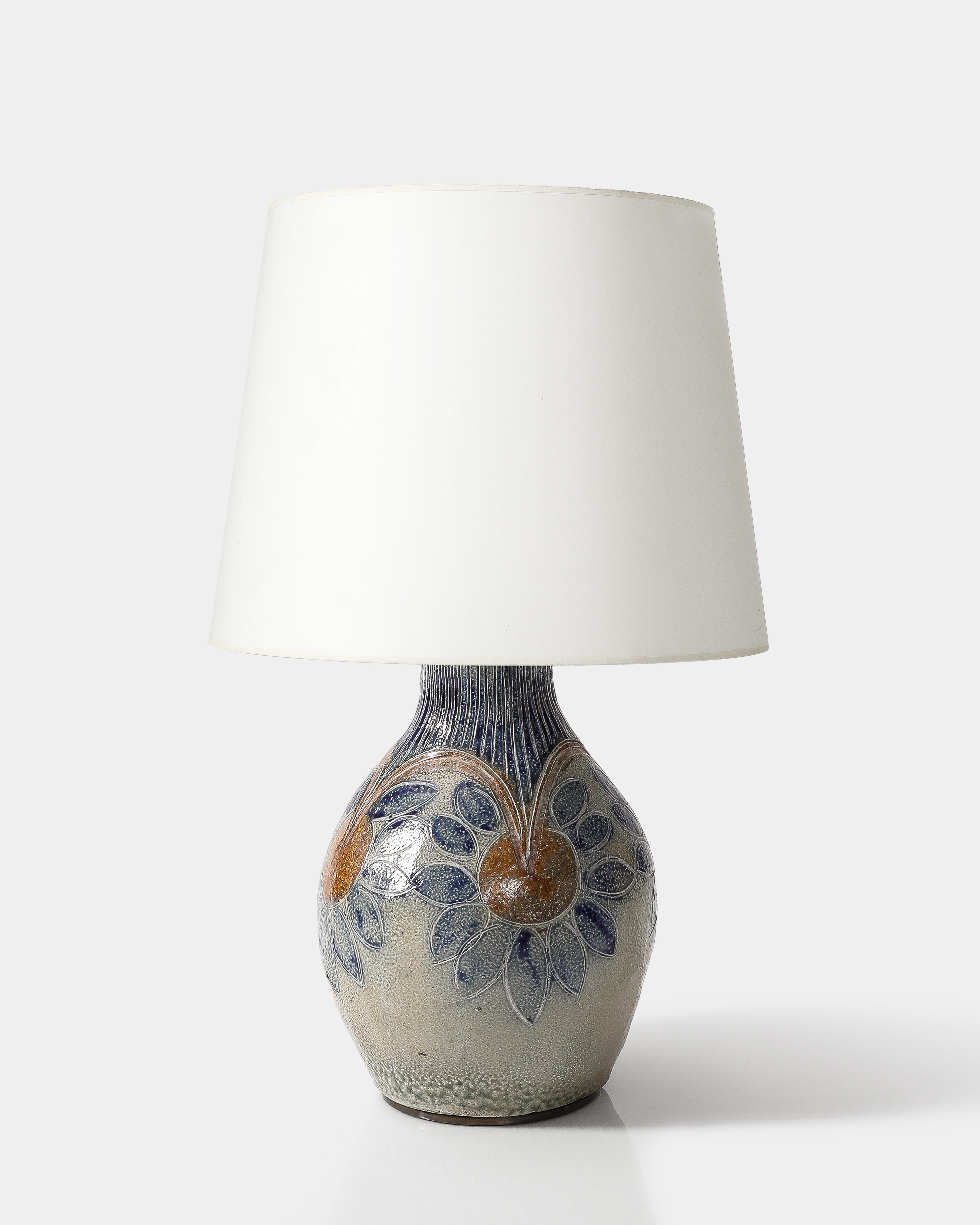 Glazed Ceramic Table Lamp, France, c. 1950 In Good Condition In New York City, NY