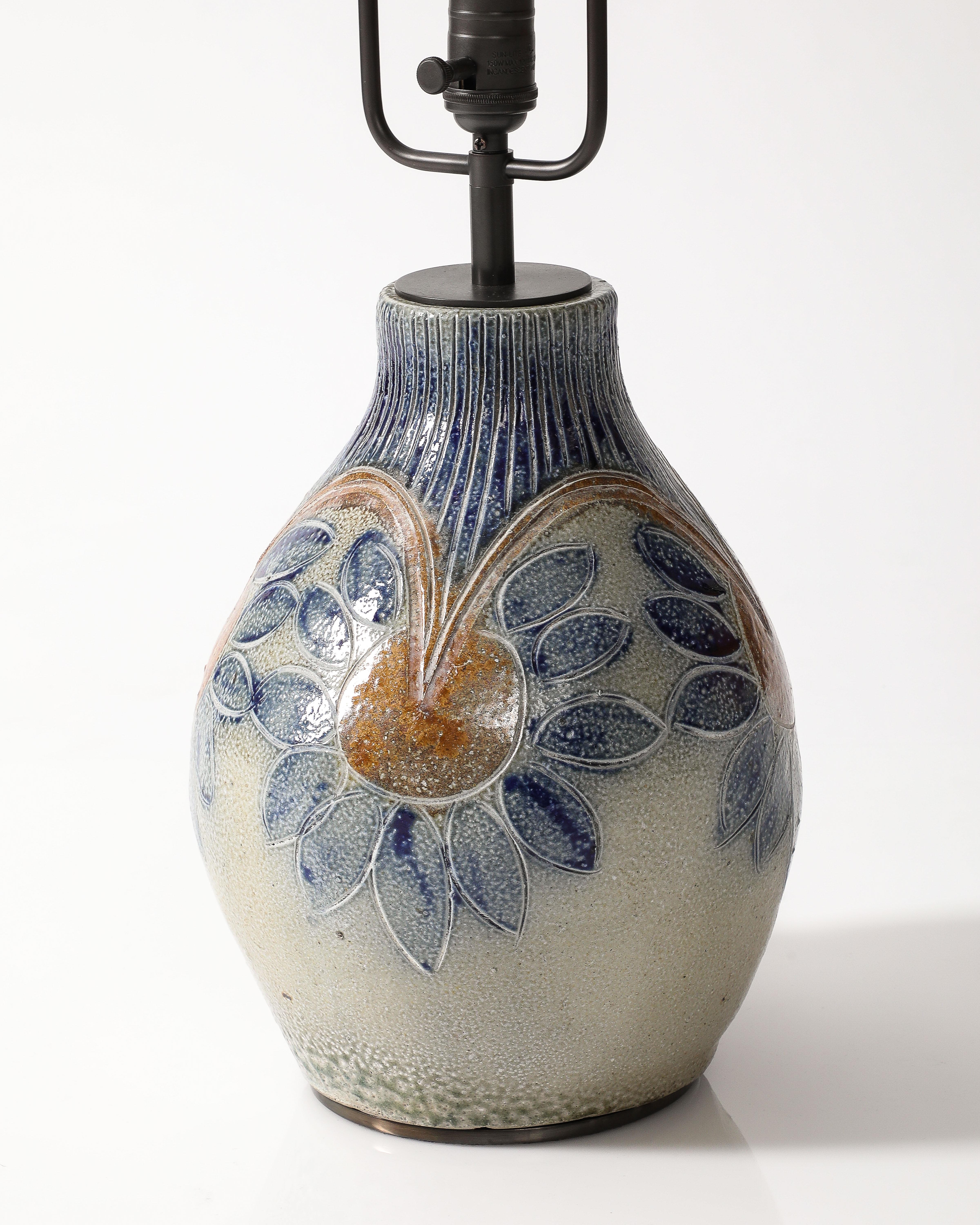 Glazed Ceramic Table Lamp, France, c. 1950 1