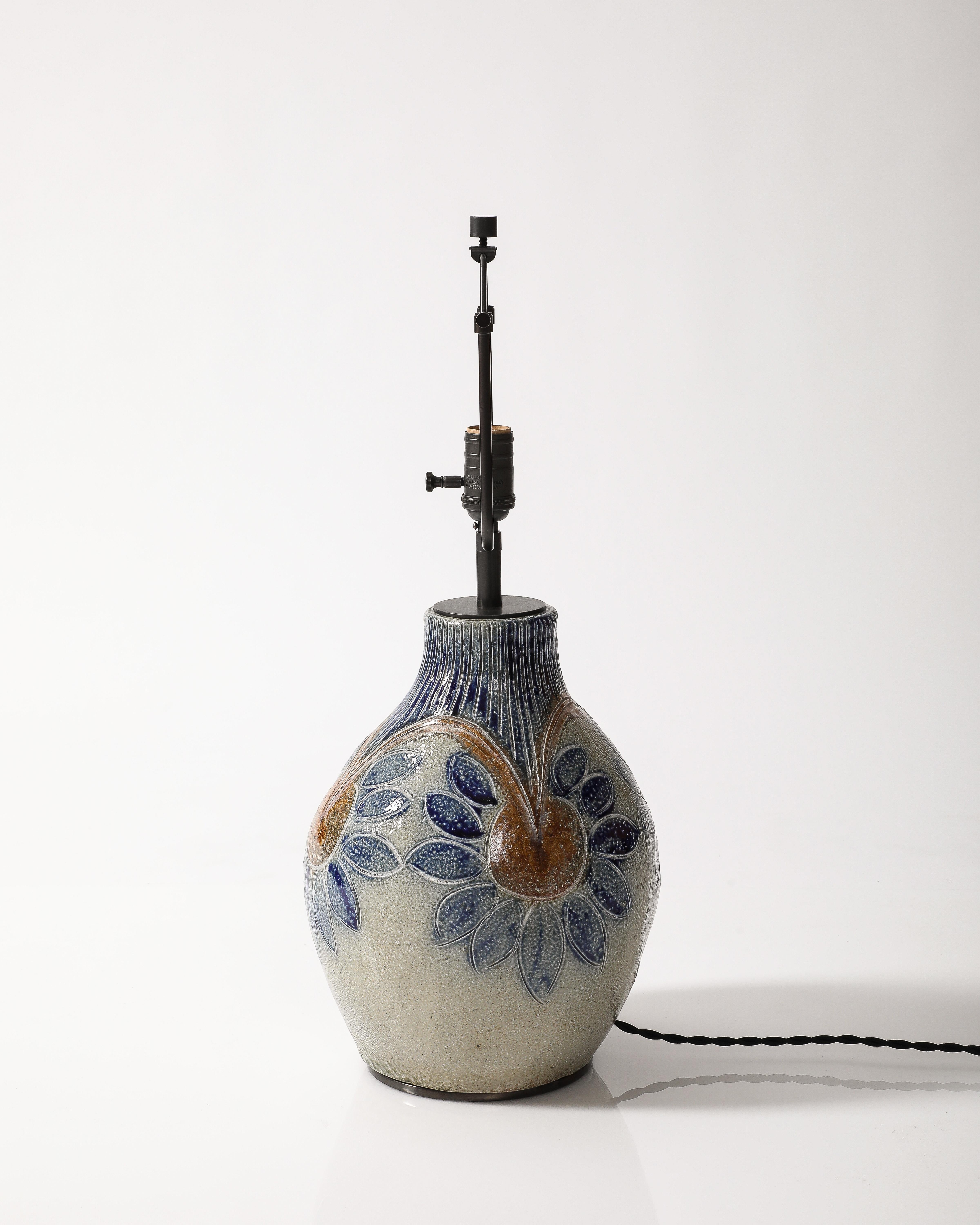 Glazed Ceramic Table Lamp, France, c. 1950 2