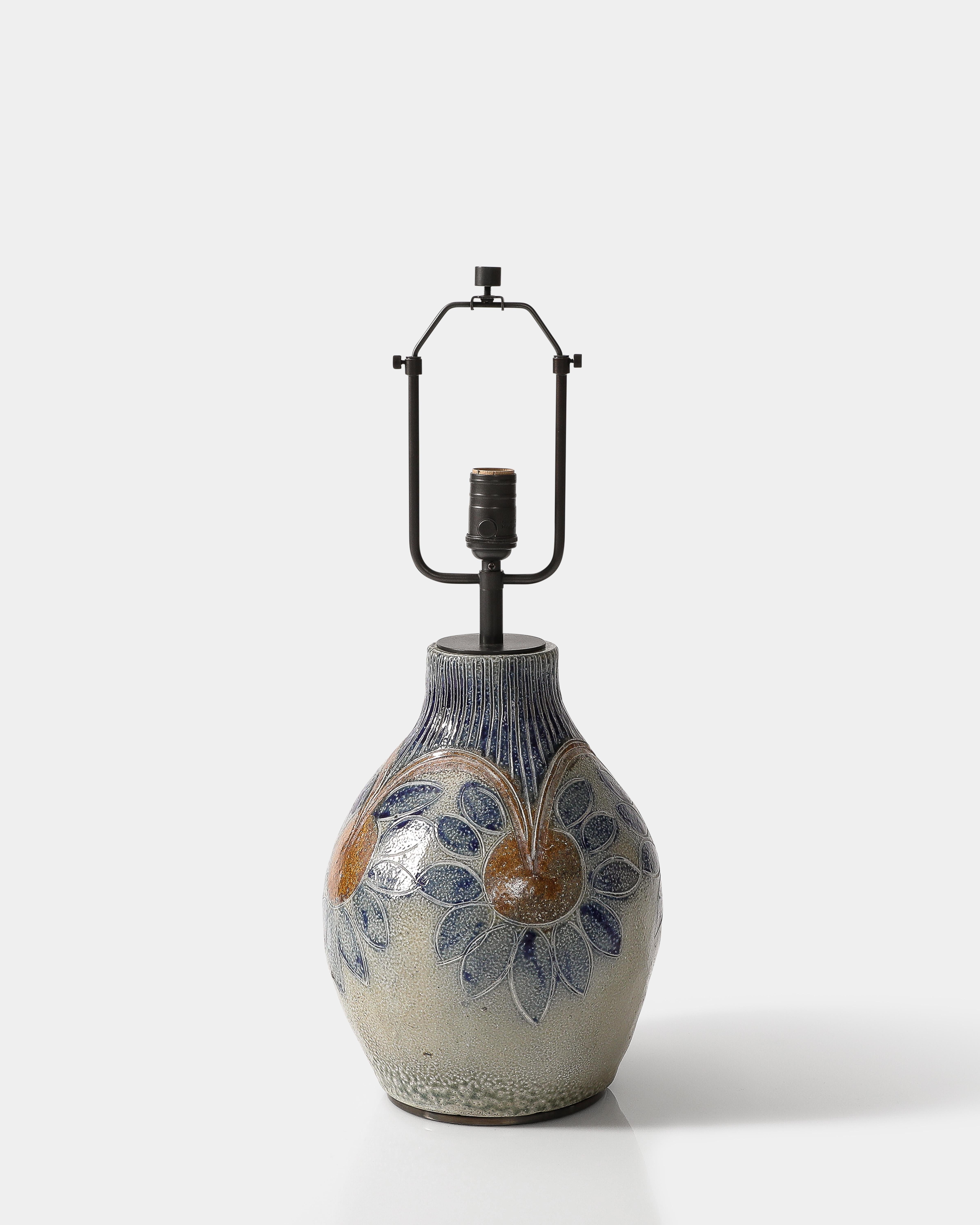 Glazed Ceramic Table Lamp, France, c. 1950 4