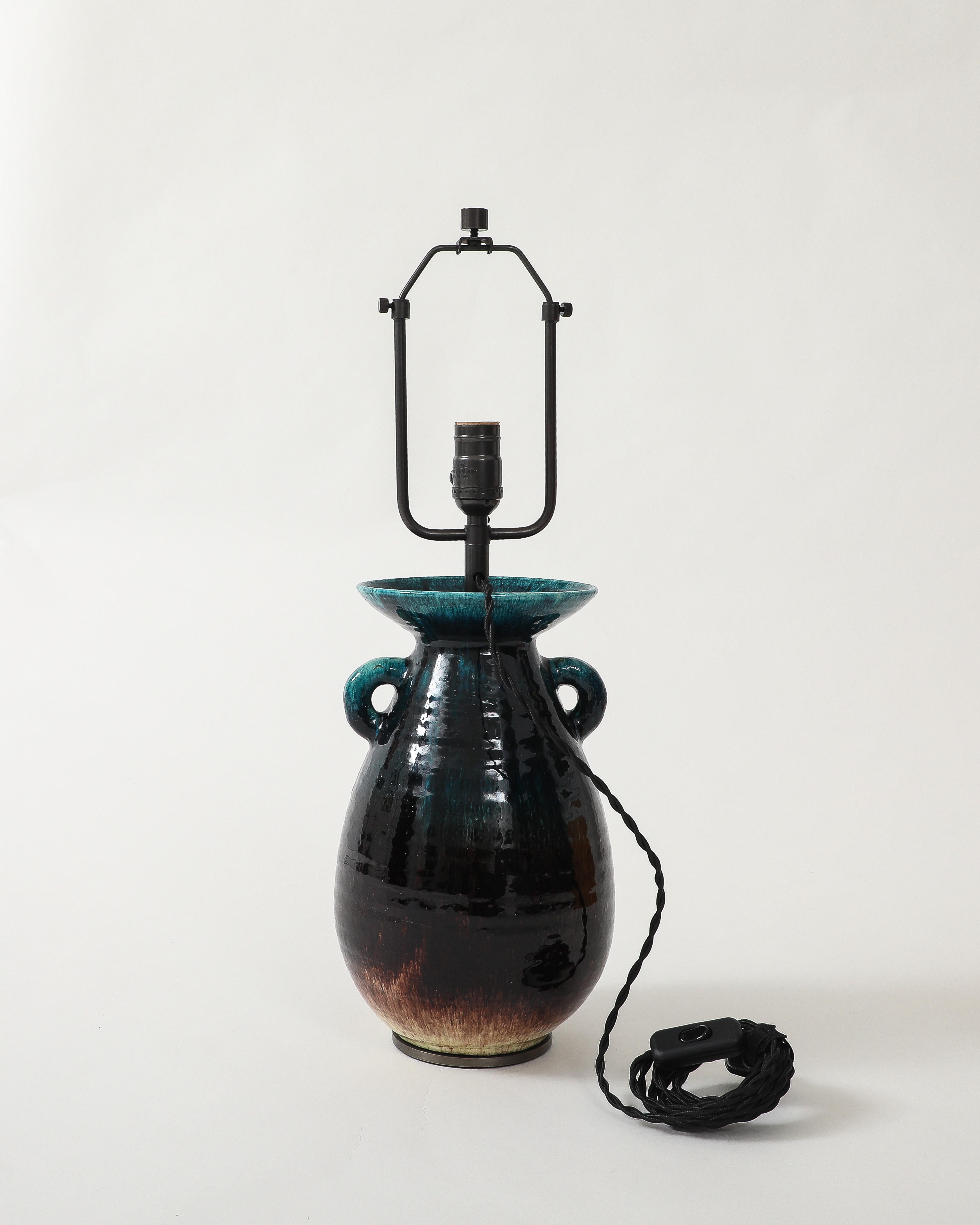 Smaltato Lampada da tavolo in ceramica smaltata, Francia, 1960 ca.