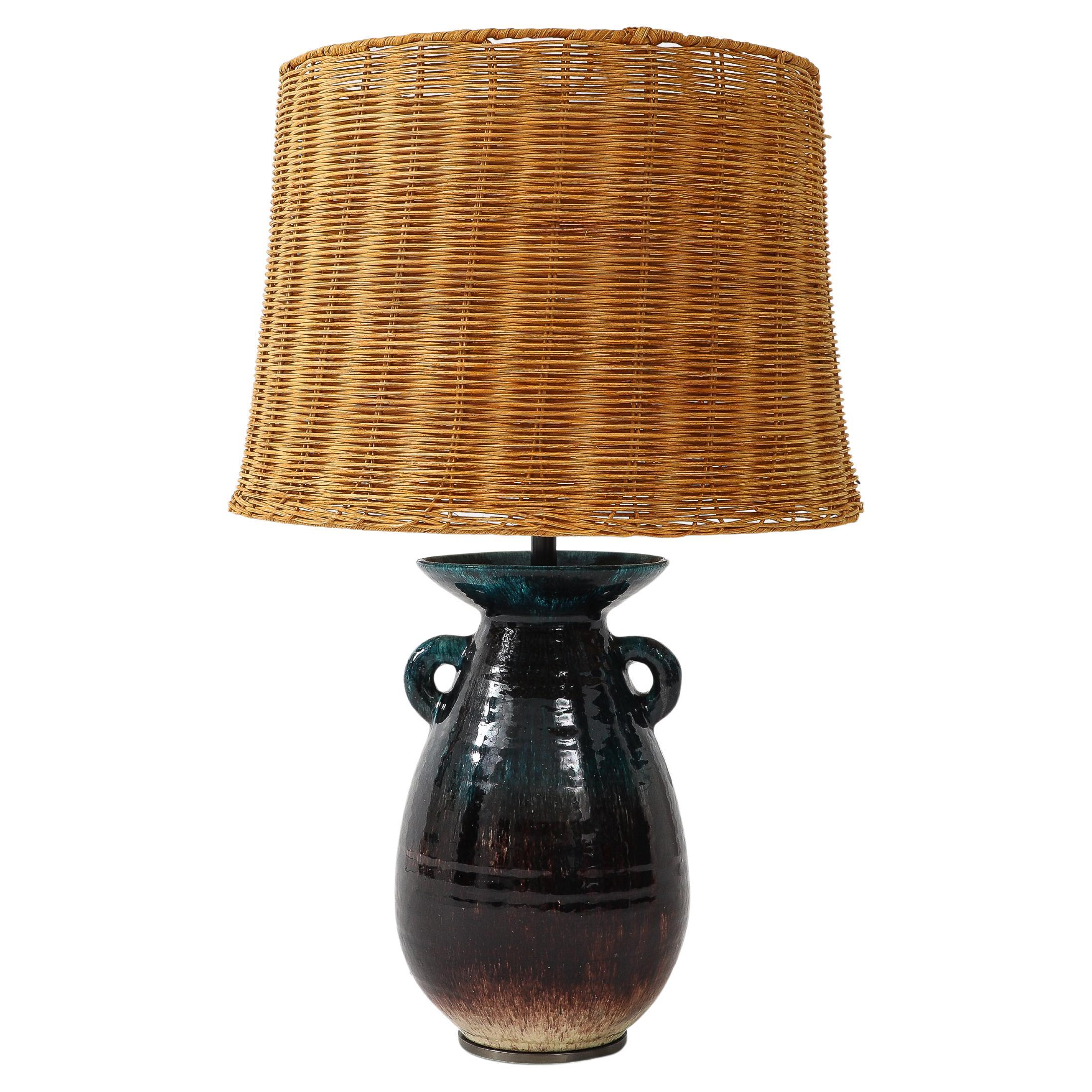 Lampada da tavolo in ceramica smaltata, Francia, 1960 ca.