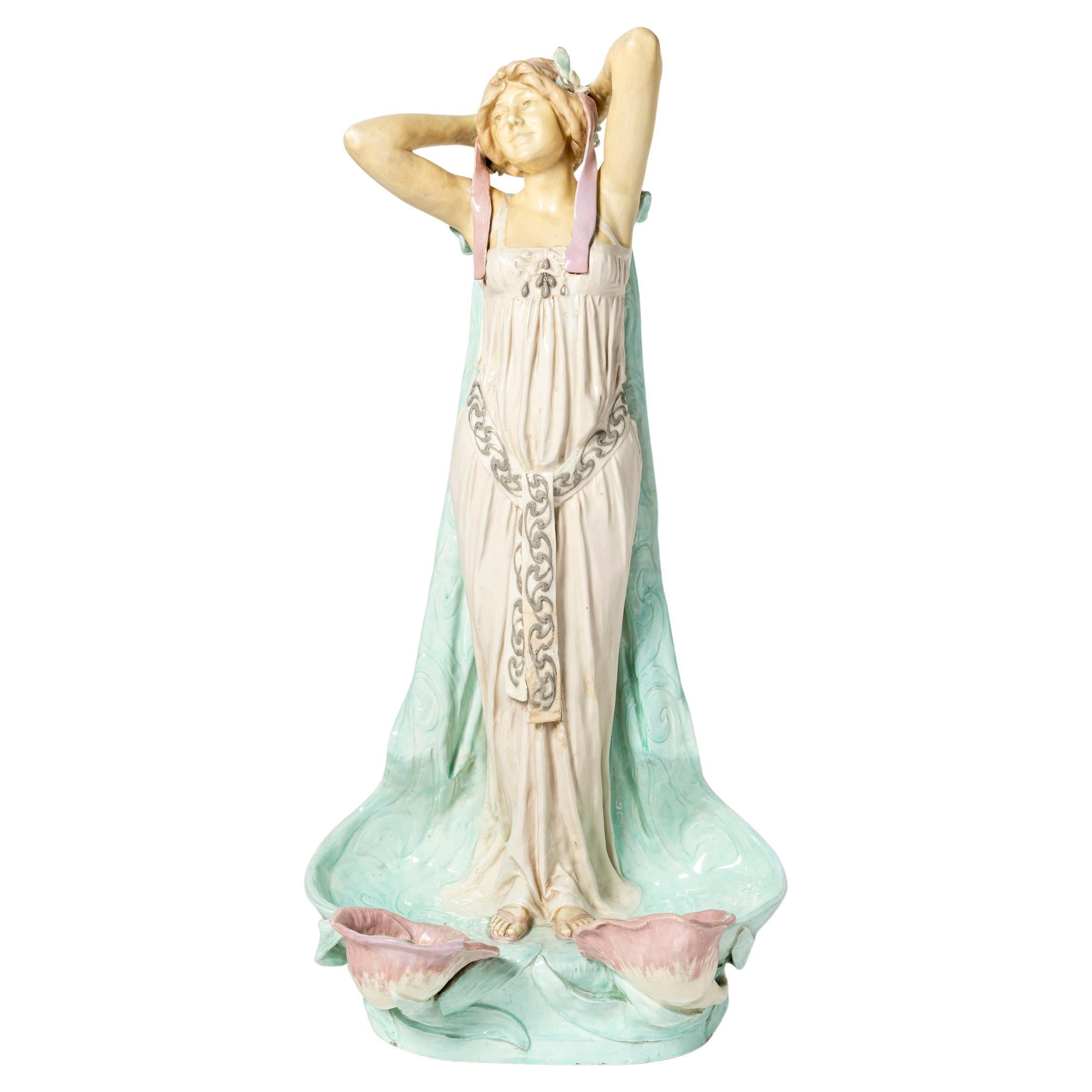 Glazed ceramic table lamp. France, early 20th century.