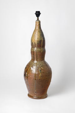 Glazed ceramic table lamp in the style of Raymond Gaubier, 1966.