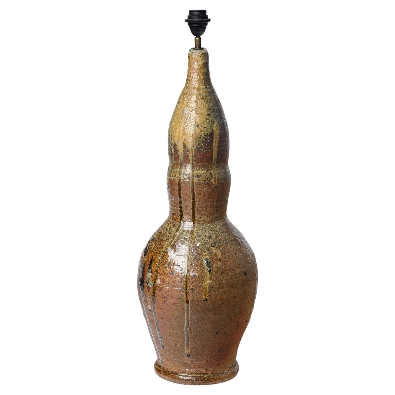 Glazed ceramic table lamp in the style of Raymond Gaubier, 1966.