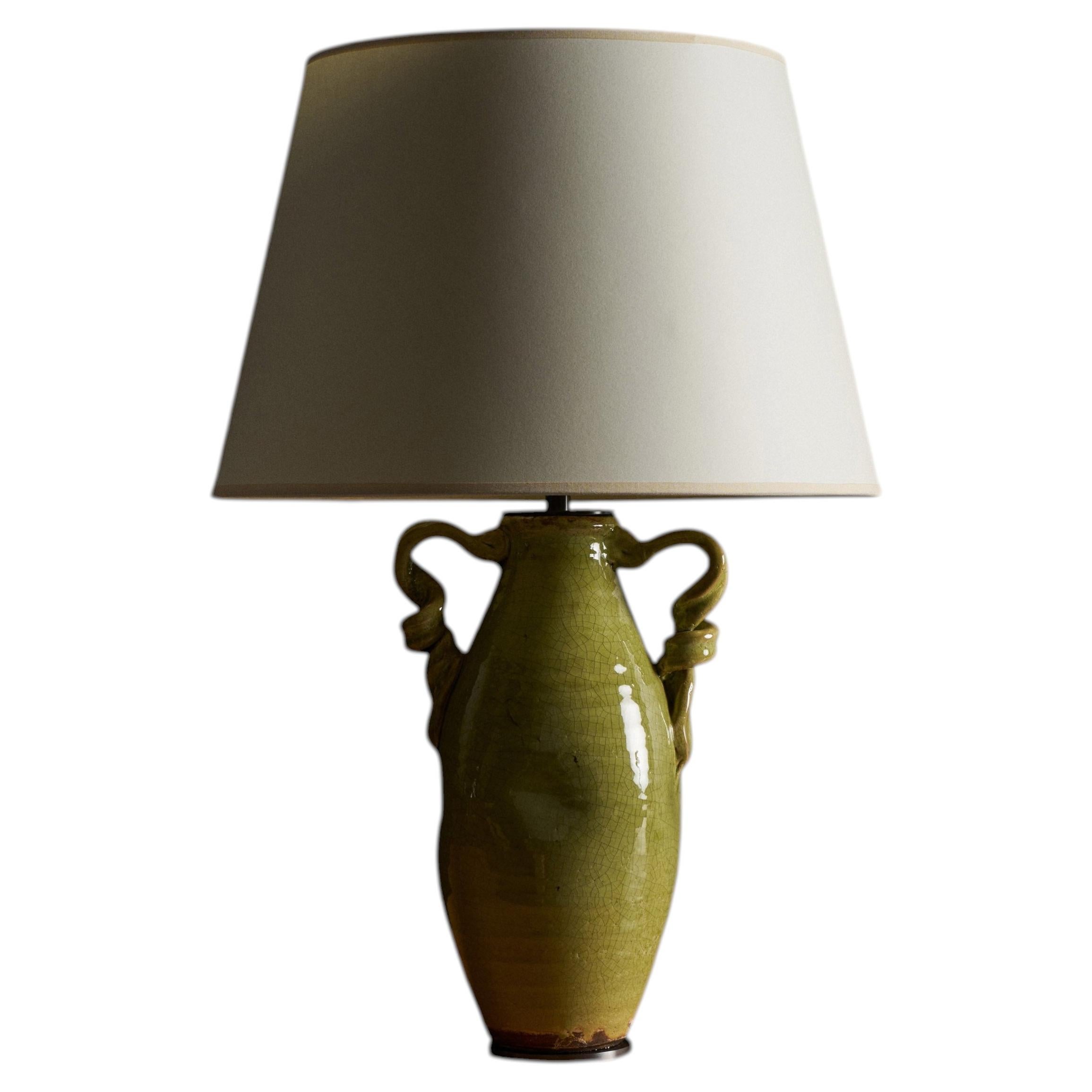 Glazed Ceramic Table Lamp, Italy, 20th C For Sale