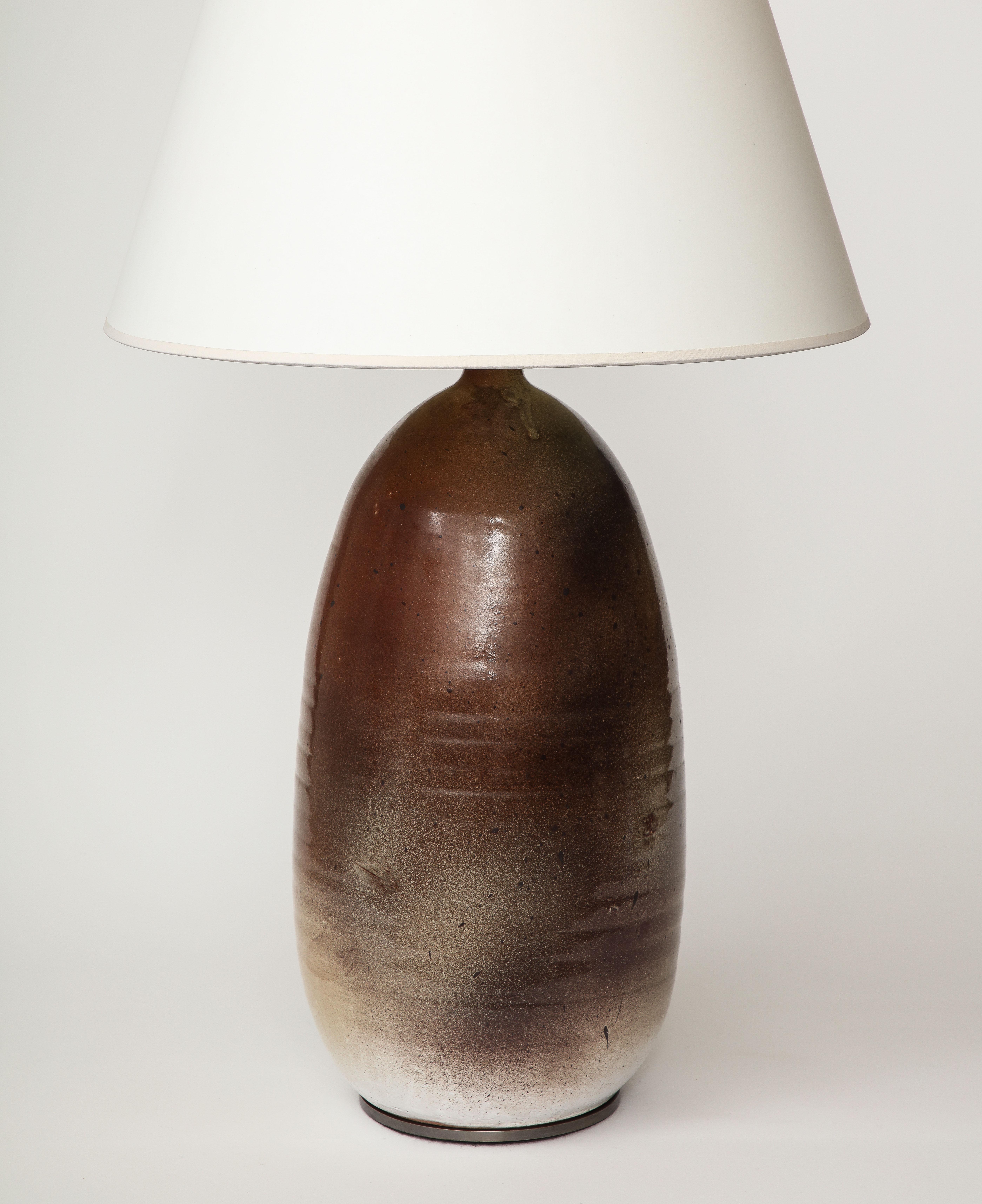 Mid-Century Modern Glazed Ceramic Table Lamp, Keramos, France, c. 1950