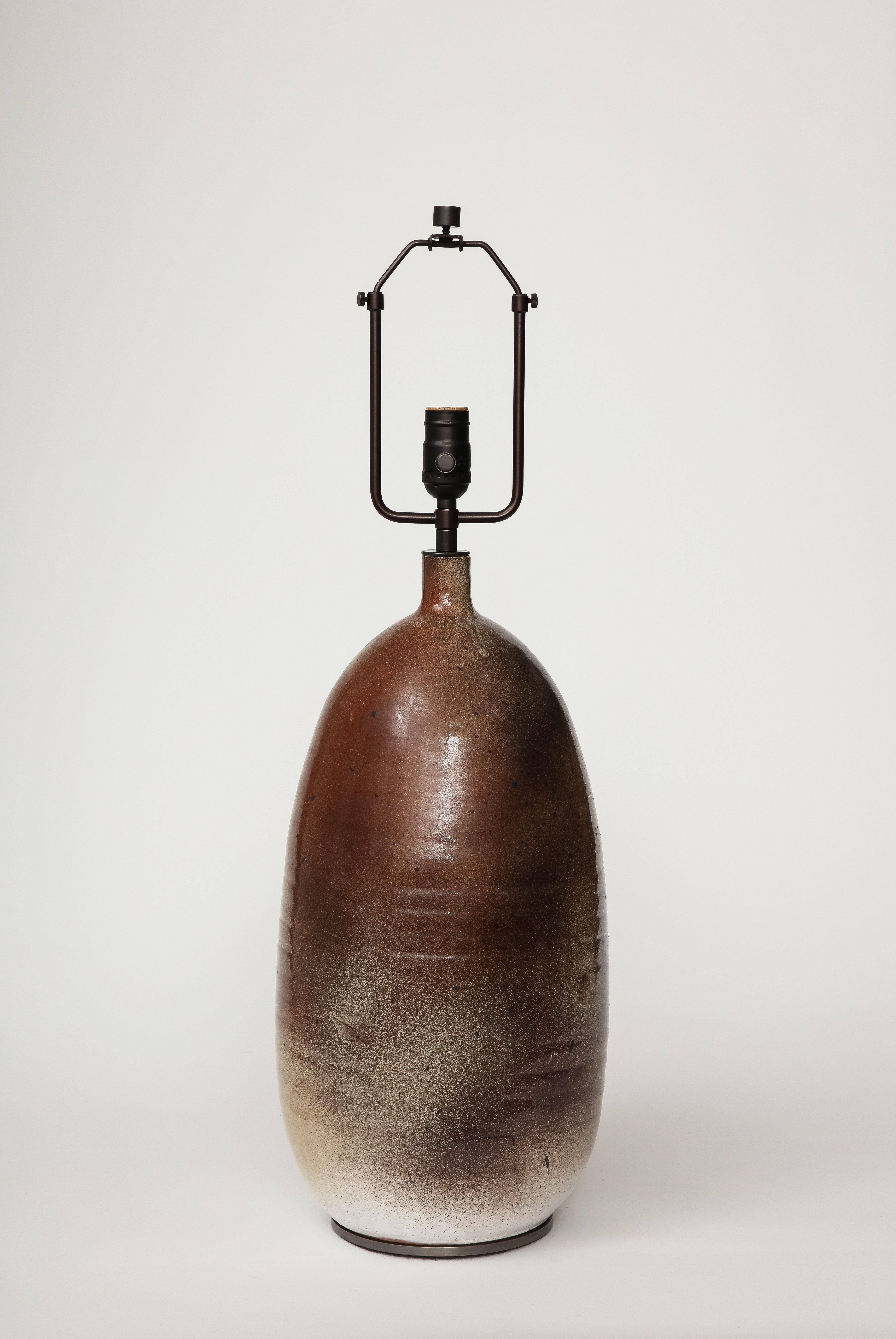 French Glazed Ceramic Table Lamp, Keramos, France, c. 1950