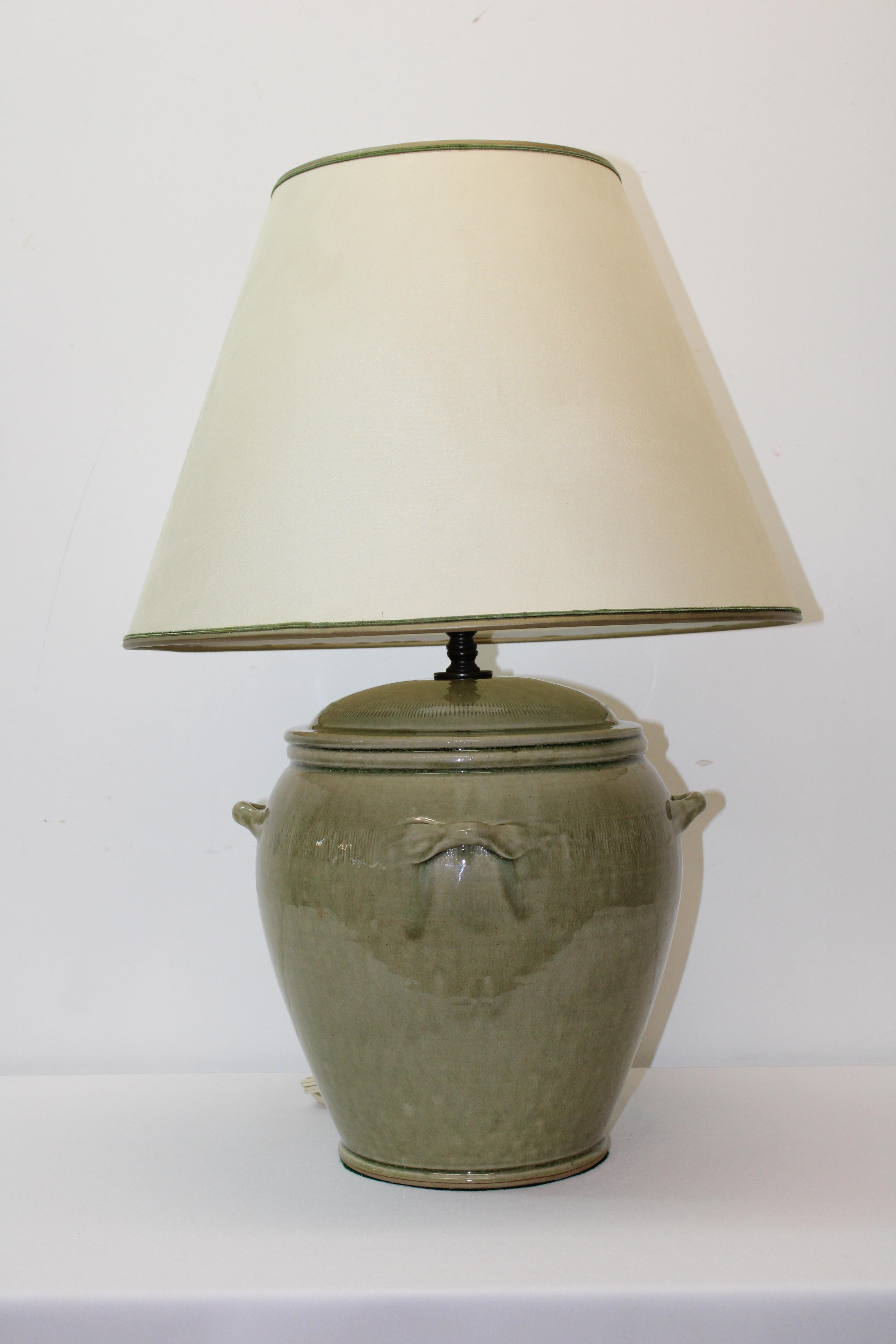 C. Early 20th Century

Glazed ceramic table lamps light green colored ( Asian Style ).