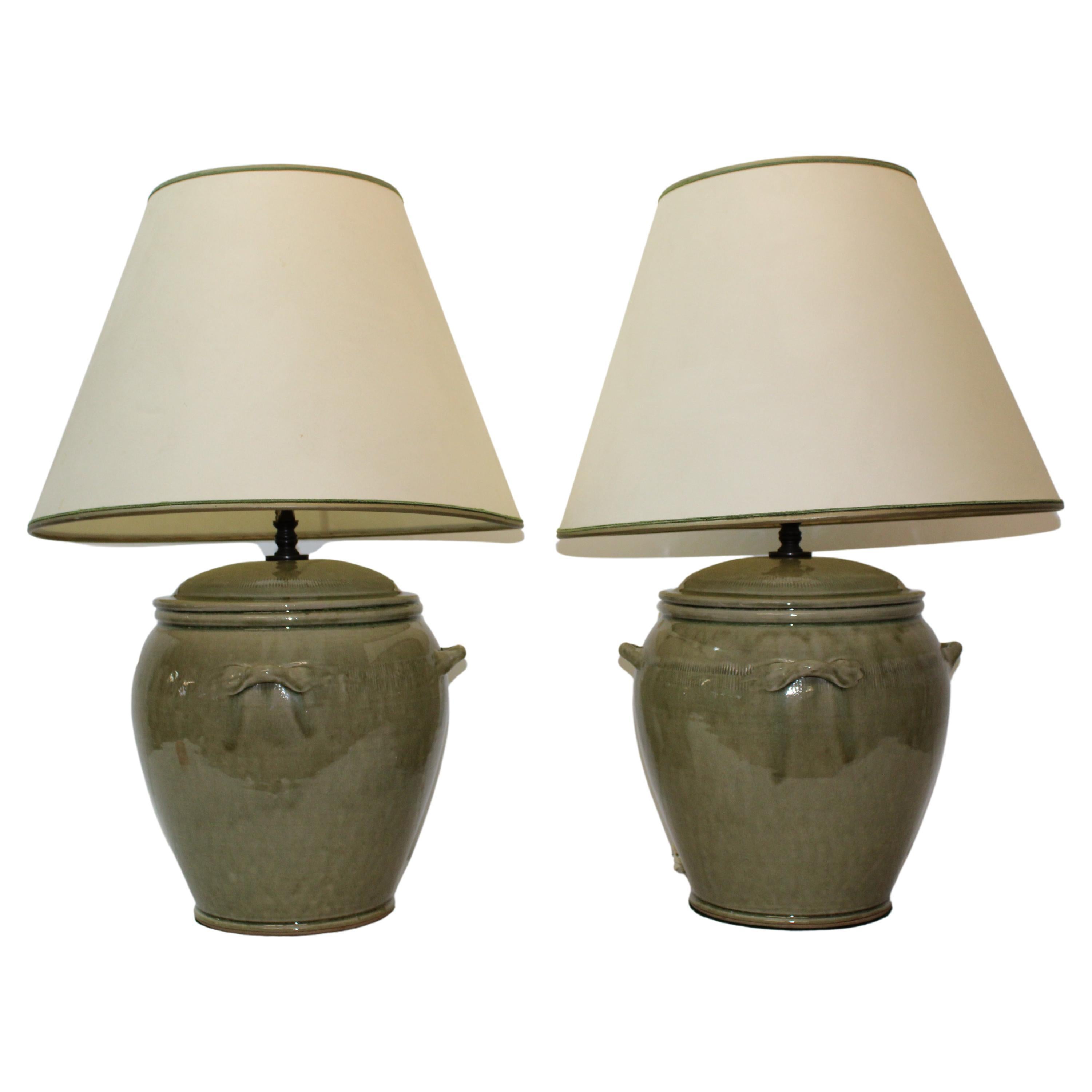 Glazed Ceramic Table Lamps 'Asian Style'