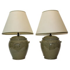 Antique Glazed Ceramic Table Lamps 'Asian Style'