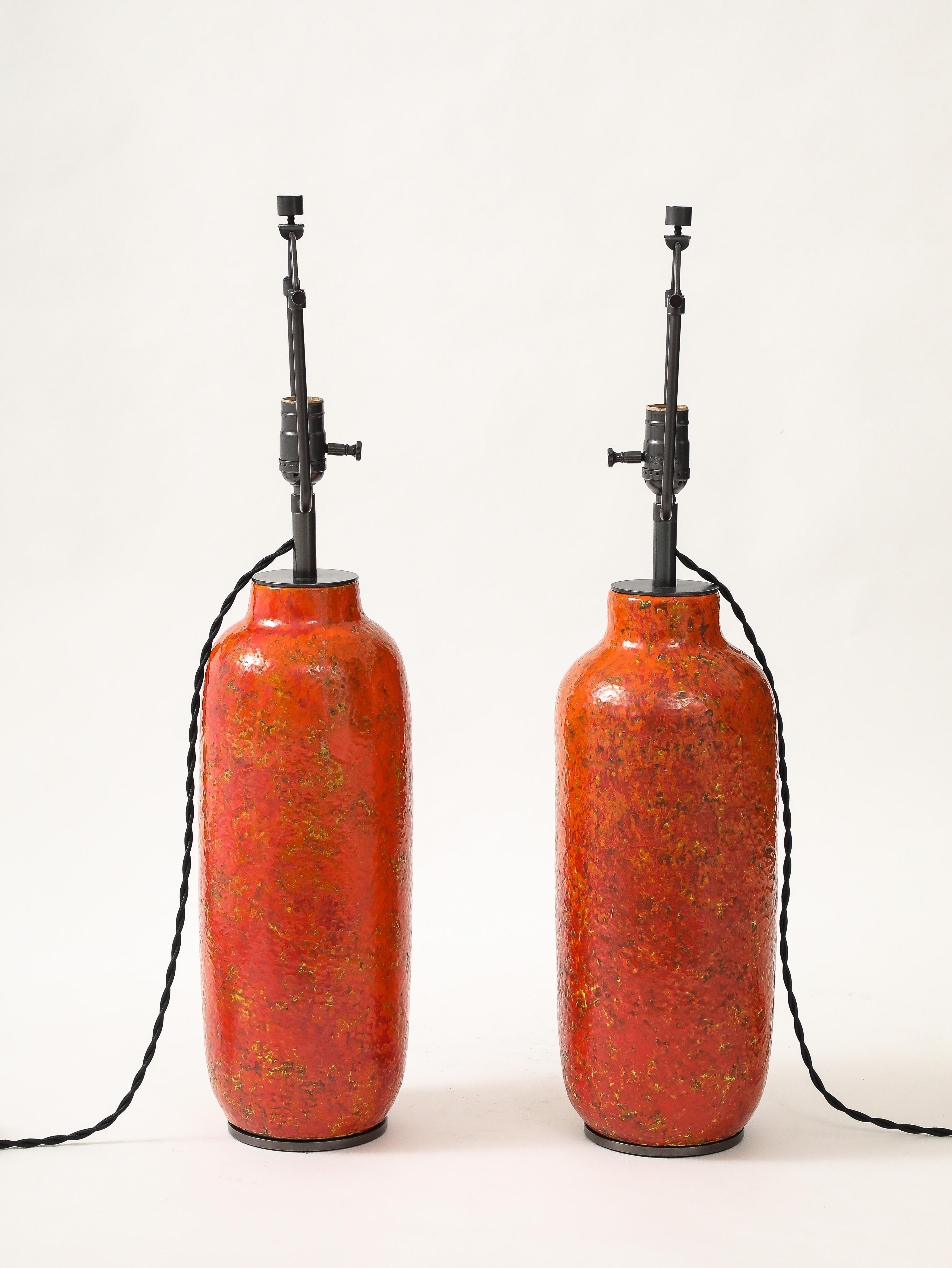 Vernissé Lampes de table émaillées, France, vers 1950 en vente