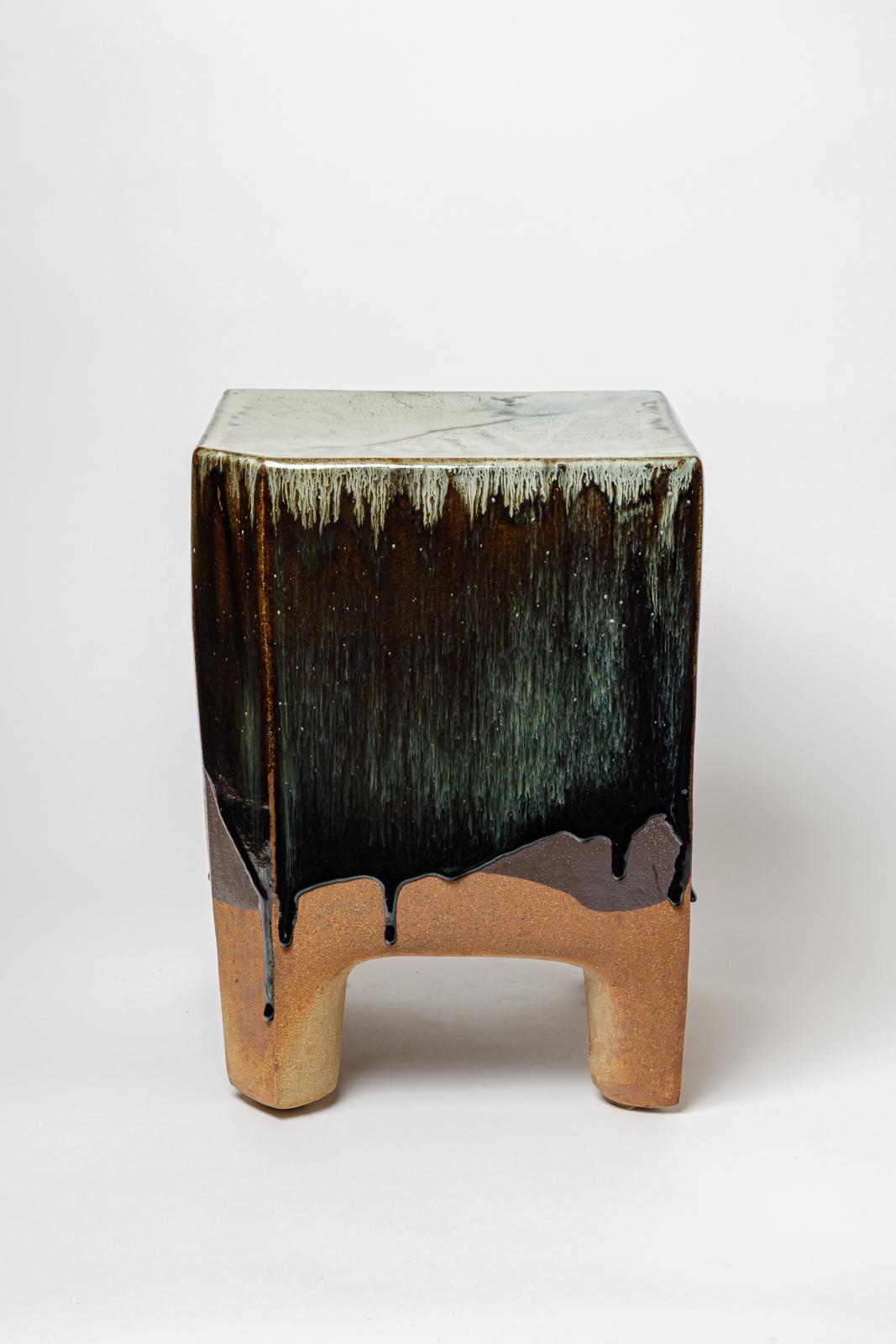 Français Table ou tabouret en céramique émaillée de Marie-Lucie Trinquand, 2025. en vente
